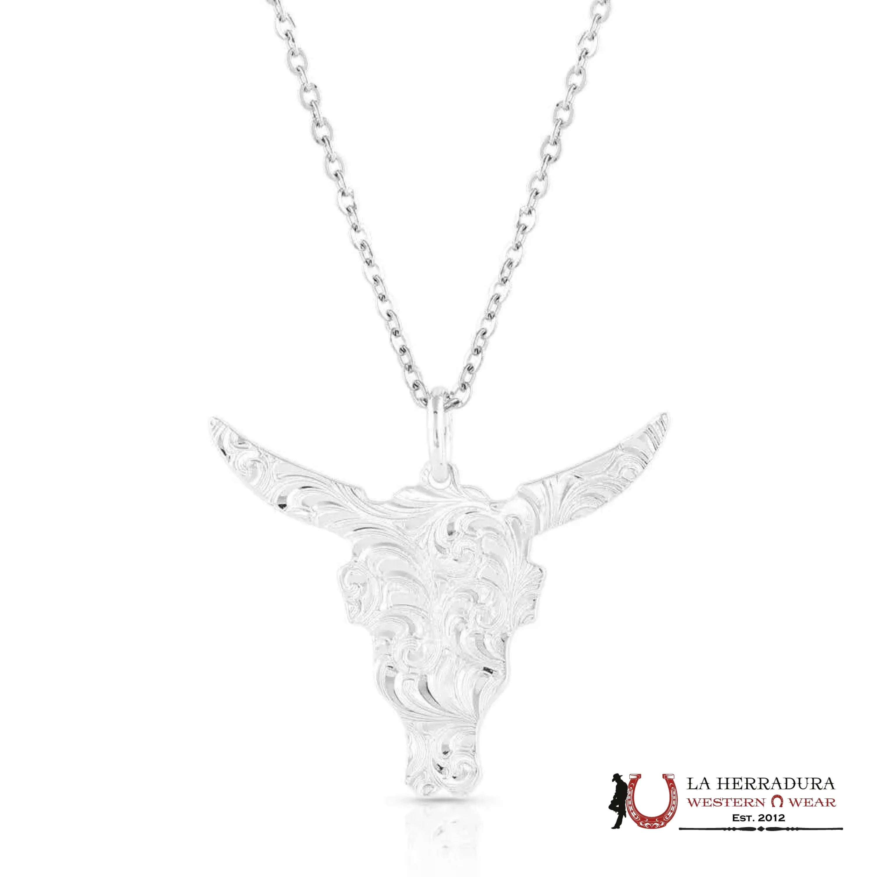 Montana Silversmith Chiseled Steer Head Turquoise Necklace