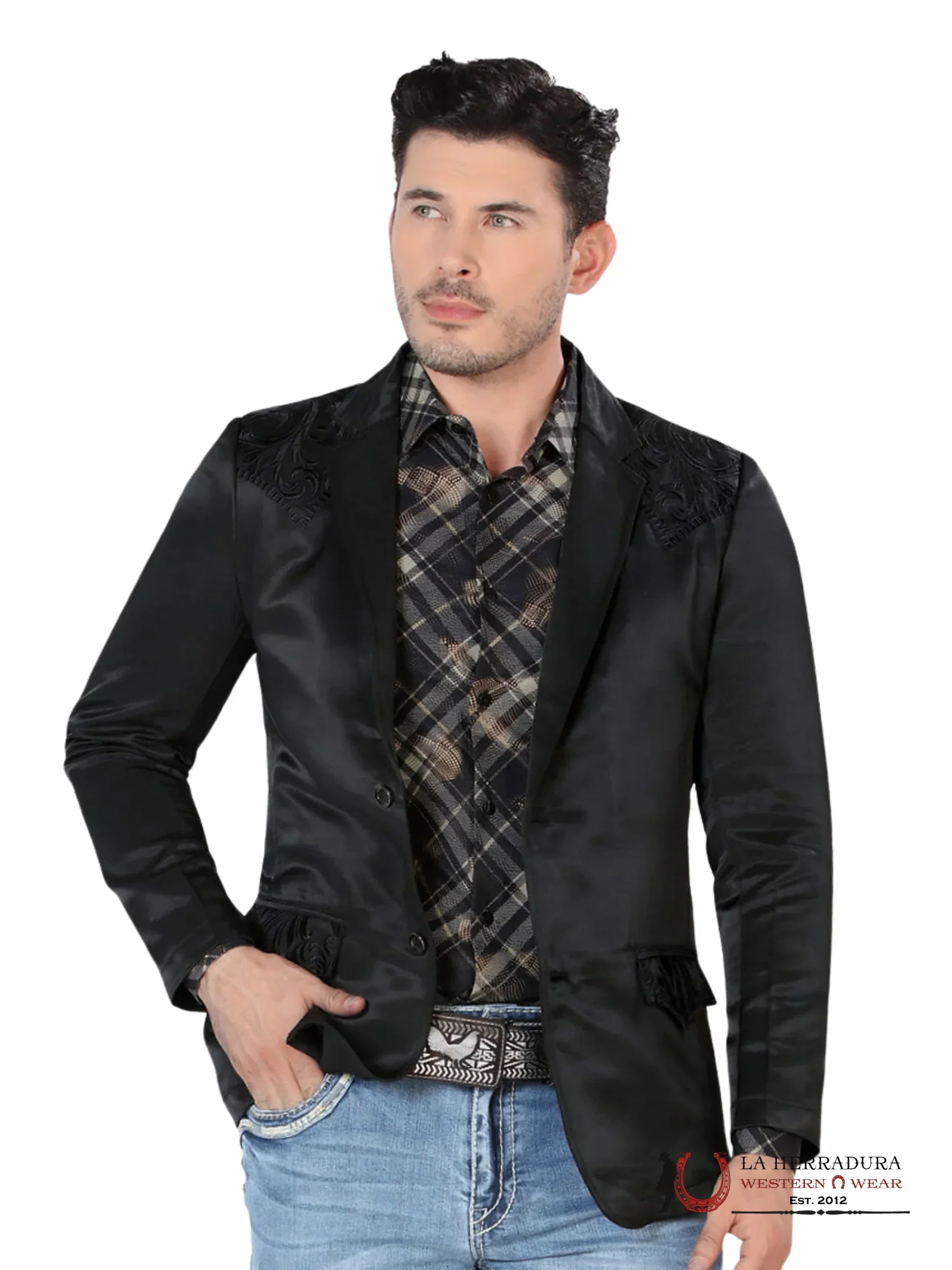 MONTERO BLACK/BLACK LISO EMBRODERED BLAZER MY2178 ROPA HOMBRES