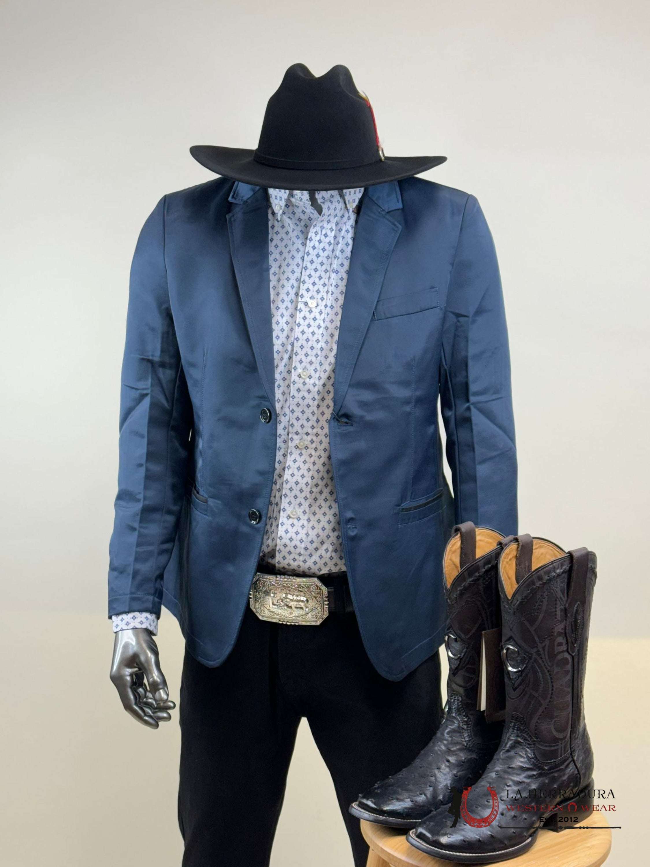 Montero Deep Blue Teal Smooth Liso Blazer Ropa Hombres
