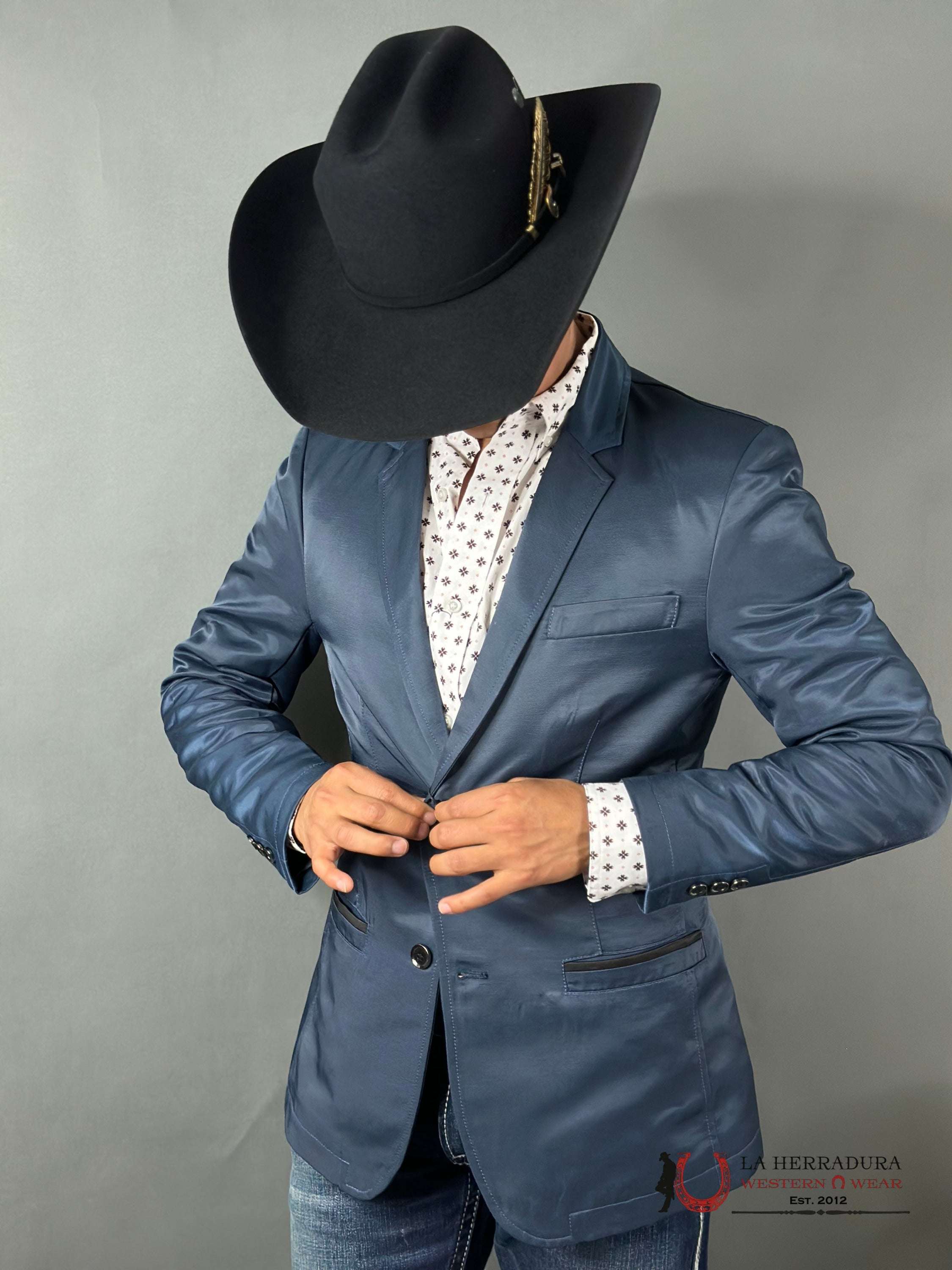 Montero Deep Blue Teal Smooth Liso Blazer Ropa Hombres