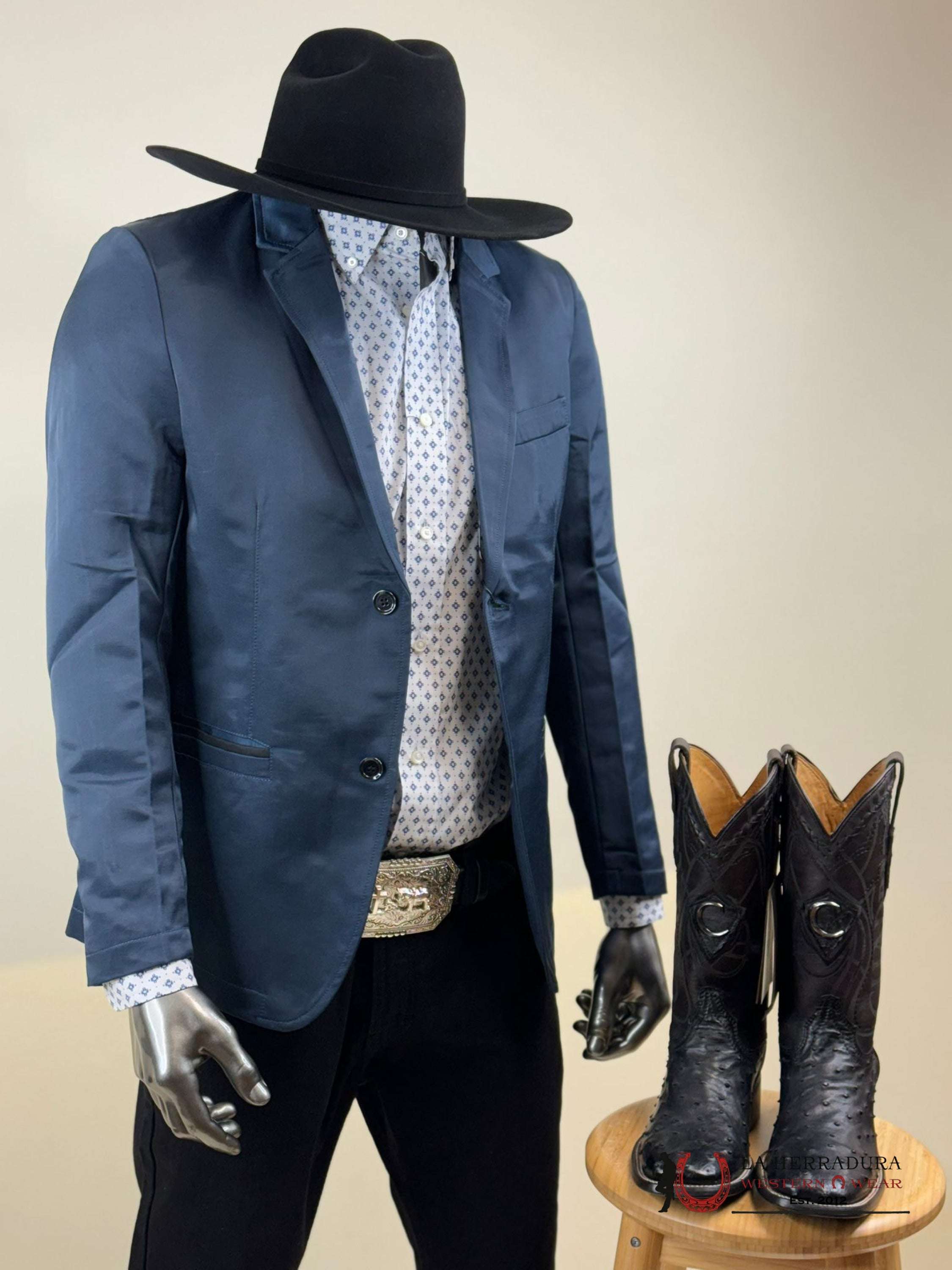 Montero Deep Blue Teal Smooth Liso Blazer Ropa Hombres