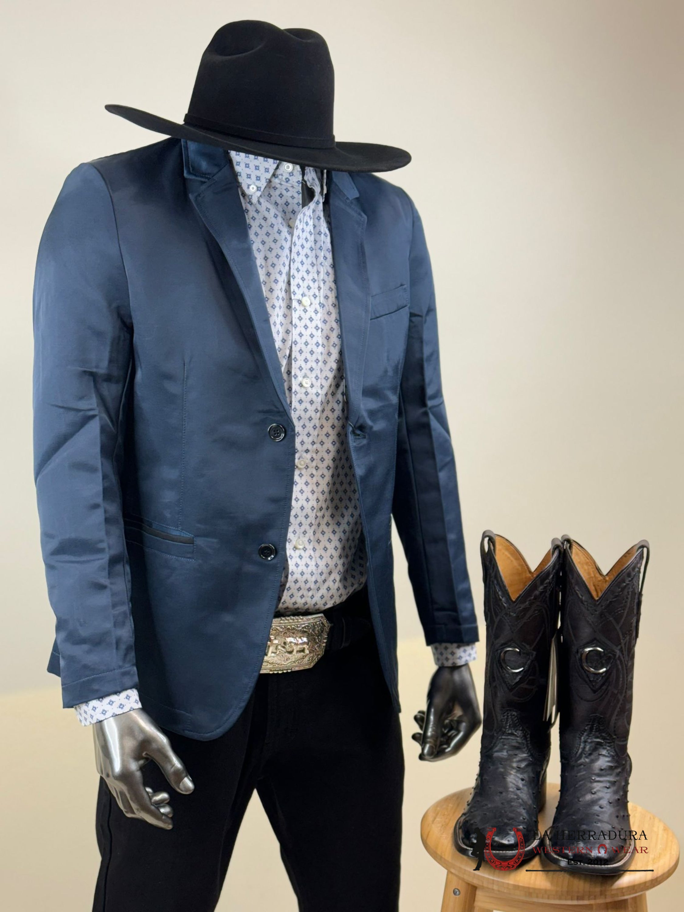 Montero Deep Blue Teal Smooth Liso Blazer Ropa Hombres