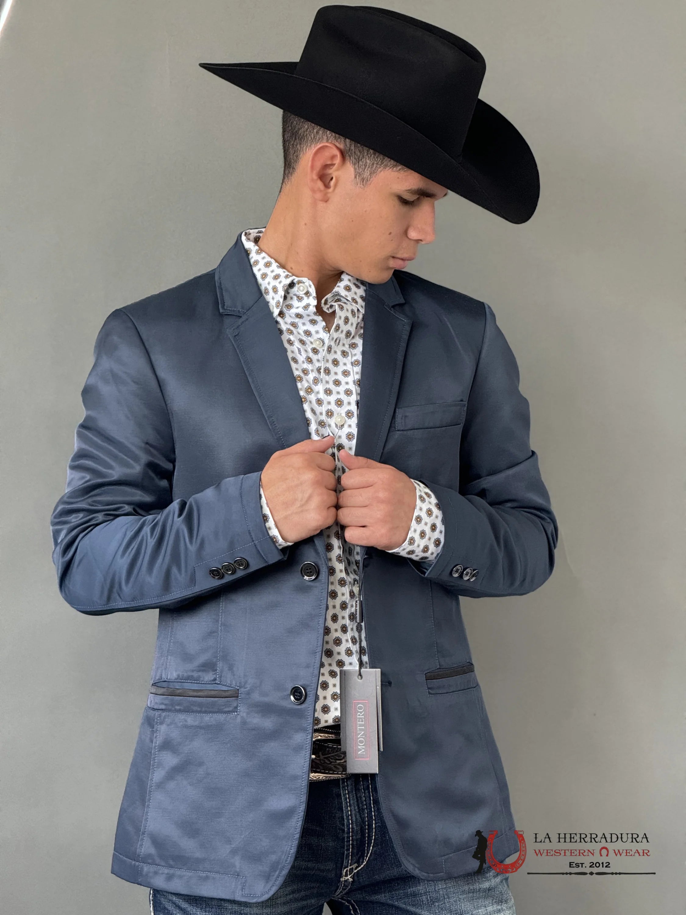 Montero Deep Blue Teal Smooth Liso Blazer Ropa Hombres