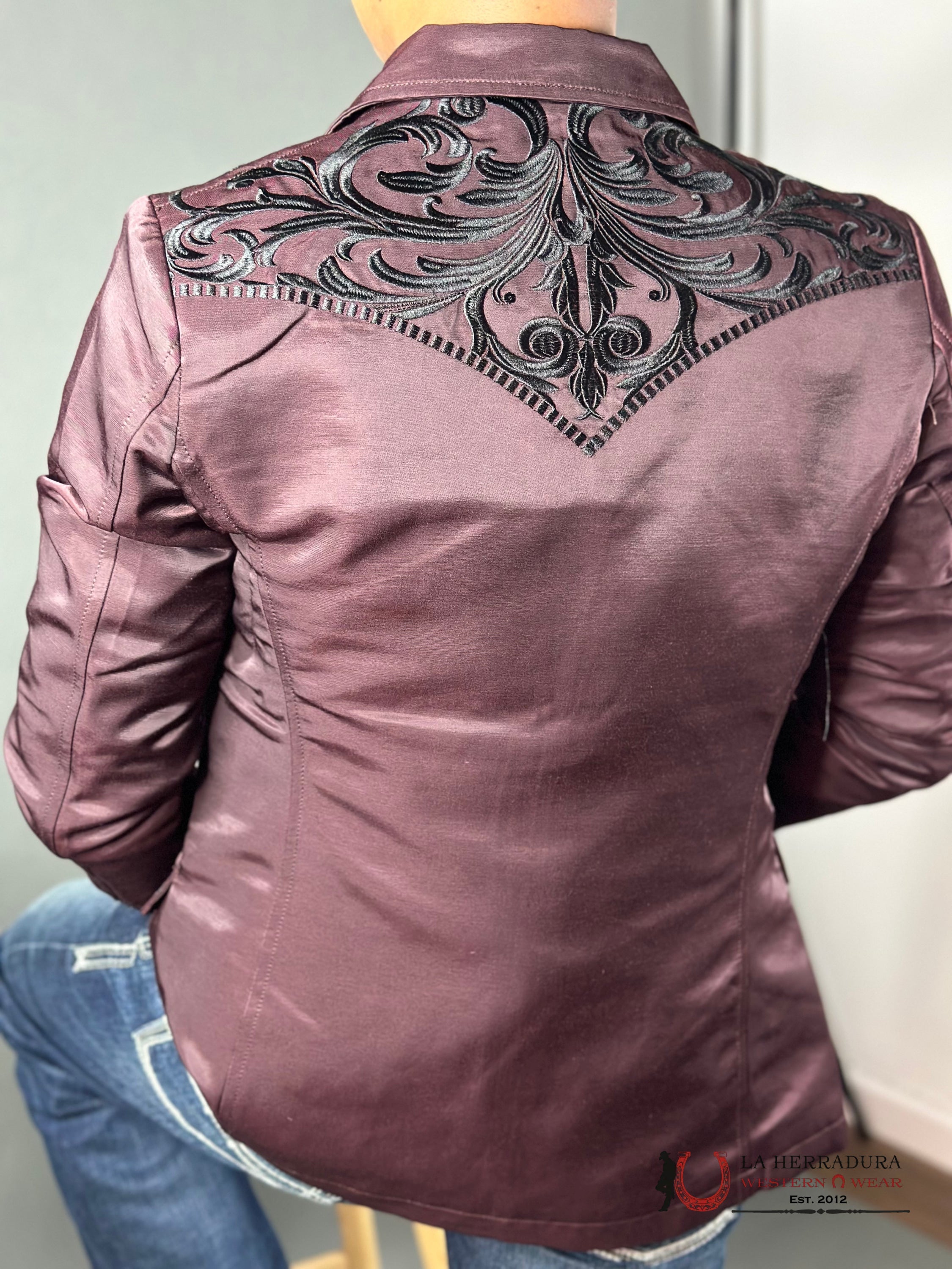 Montero Wine Embroidered Smooth Blazer Ropa Hombres