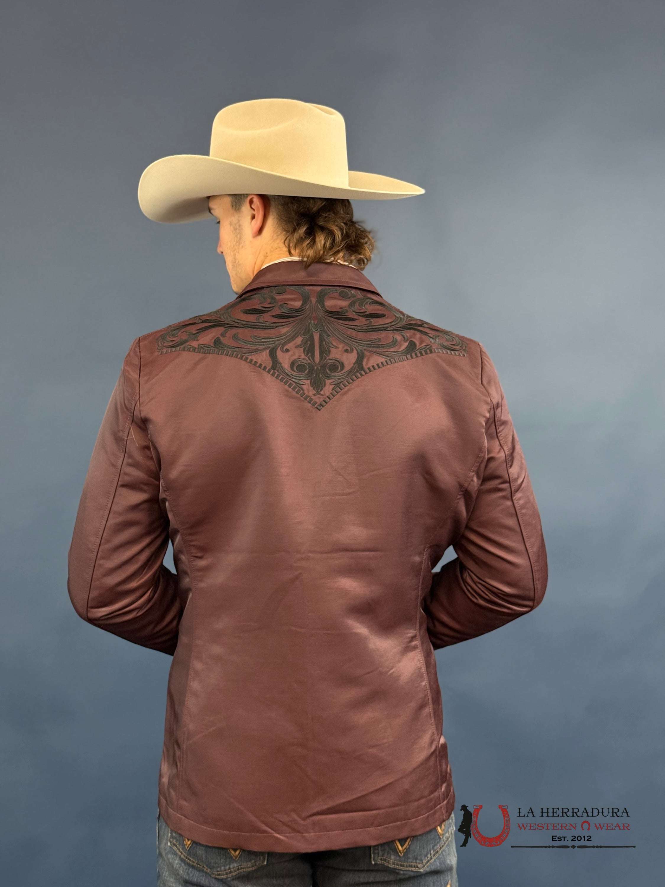 Montero Wine Embroidered Smooth Blazer Ropa Hombres