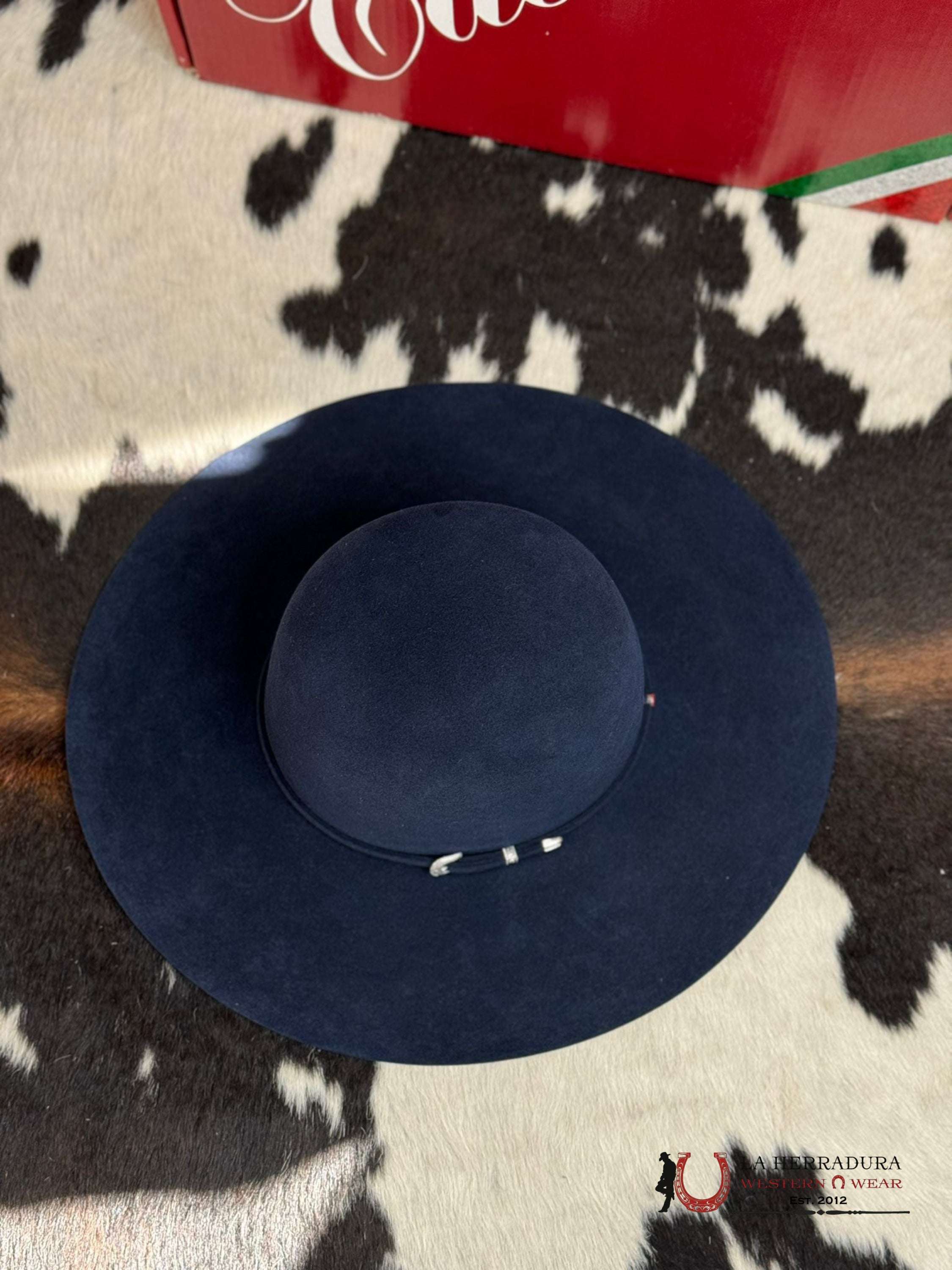 Mens Tacchino Open Crown Felt Hat Navy 10X Tejana