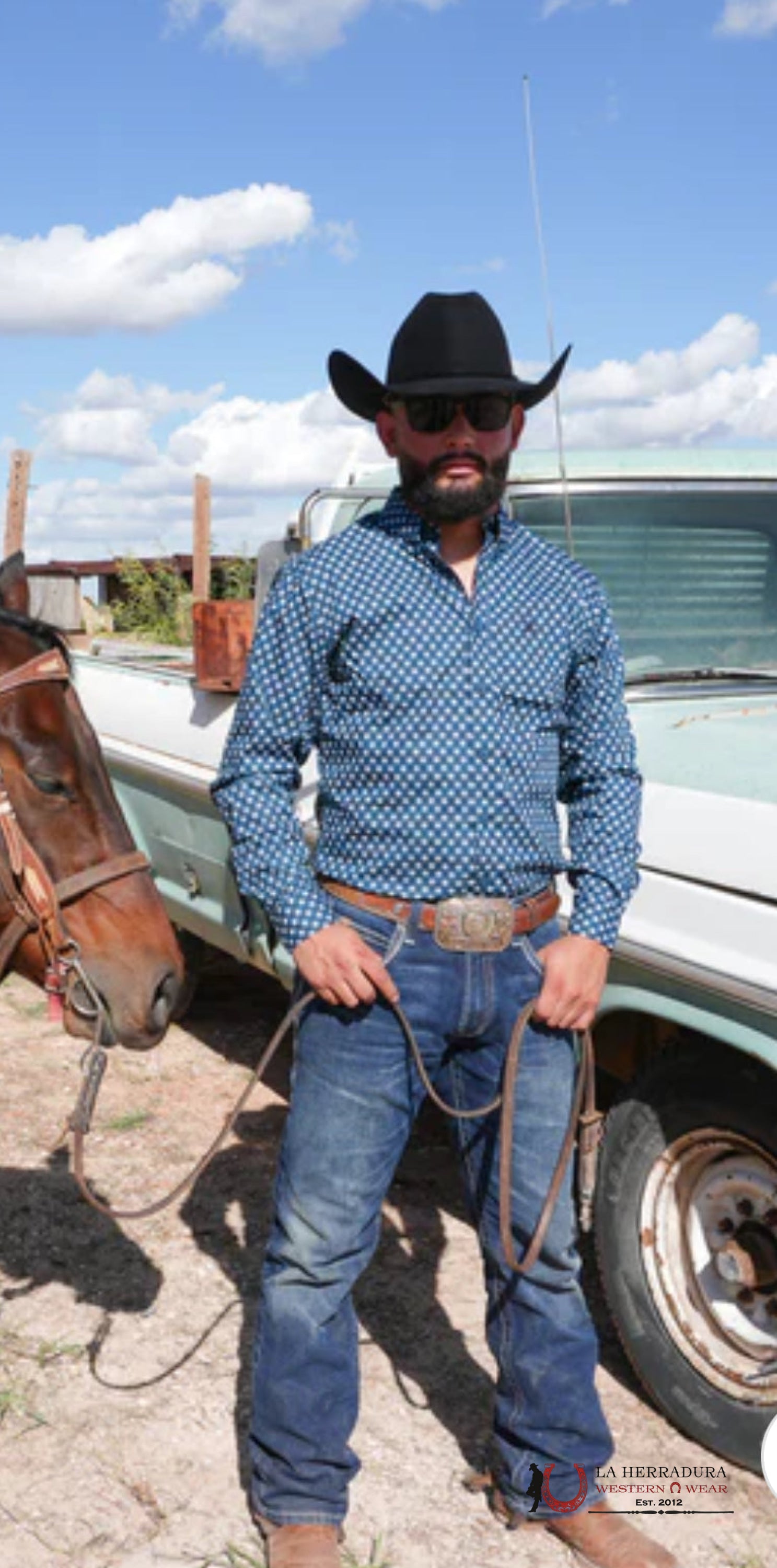 Teal With White Print Slim Fit Ropa Hombres