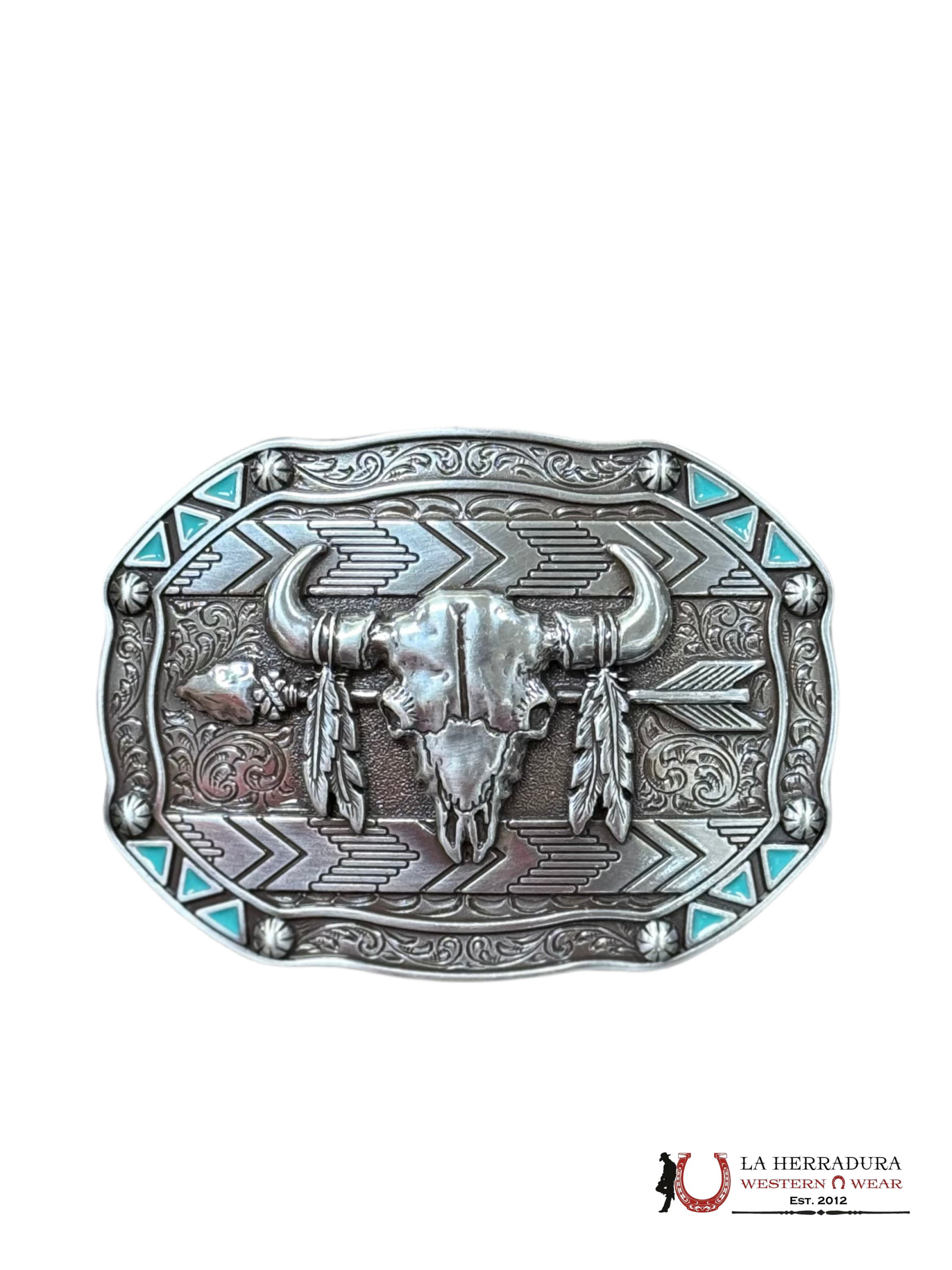 NOCONA BULL SKULL AZTEC DESIGN SQUARE BUCKLE 37007 ACCESORIOS