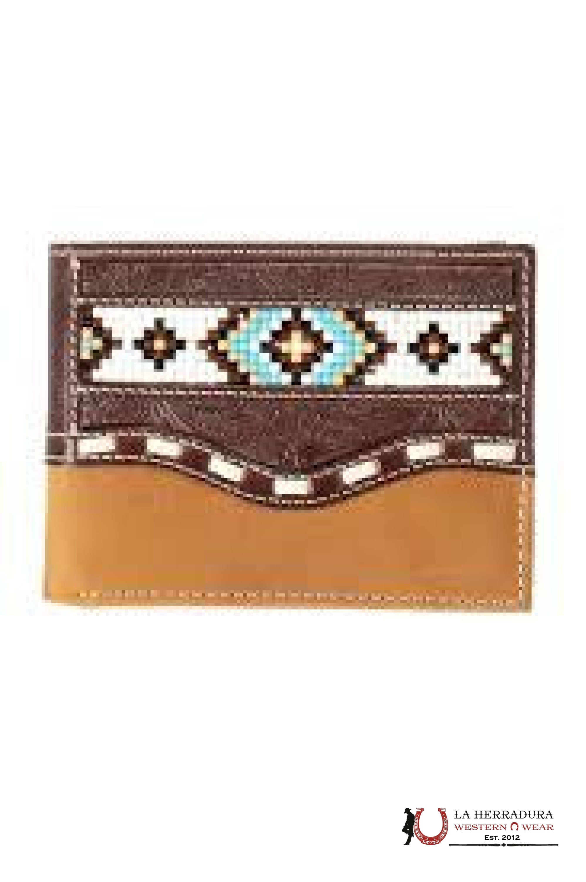 NOCONA MENS BROWN AZTEC BEADED REMOVABLE PASSCASE WALLET- N5416202 ACCESORIOS