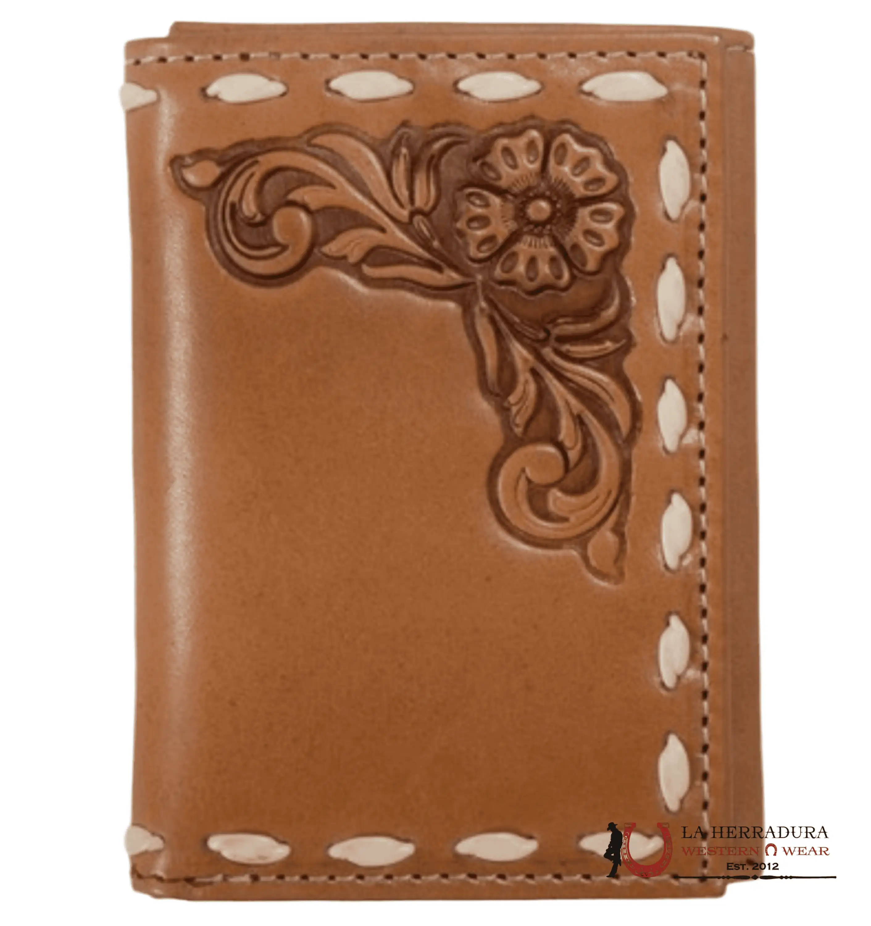NOCONA MENS TRI-FOLD WALLET BROWN FLORAL DESIGN- N500048608 ACCESORIOS