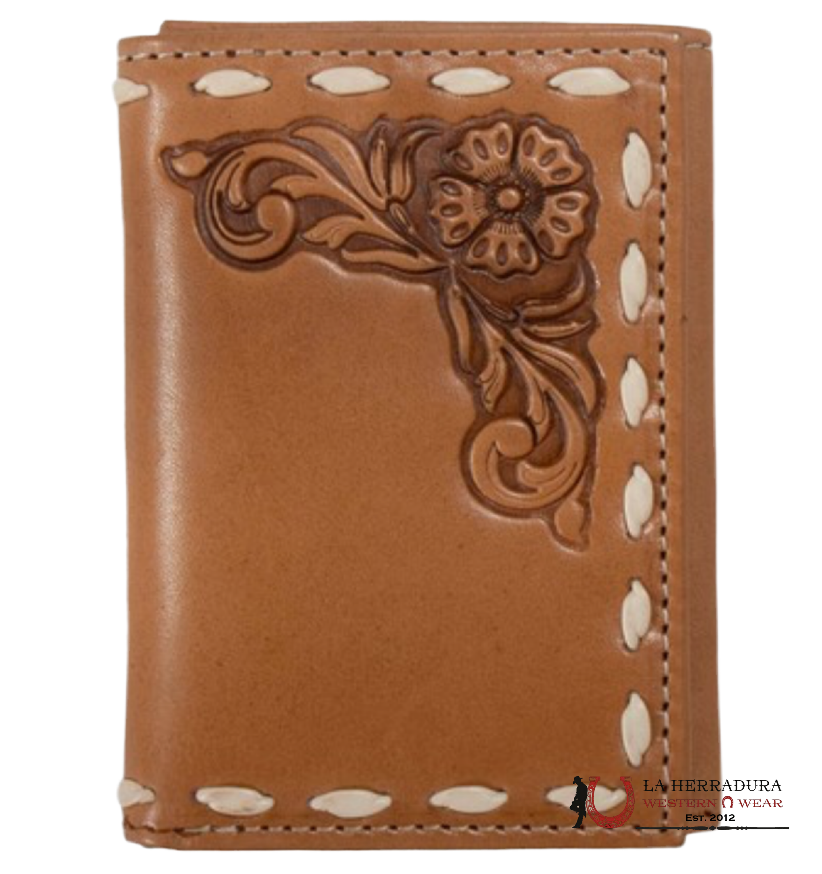 NOCONA MENS TRI-FOLD WALLET BROWN FLORAL DESIGN- N500048608 ACCESORIOS