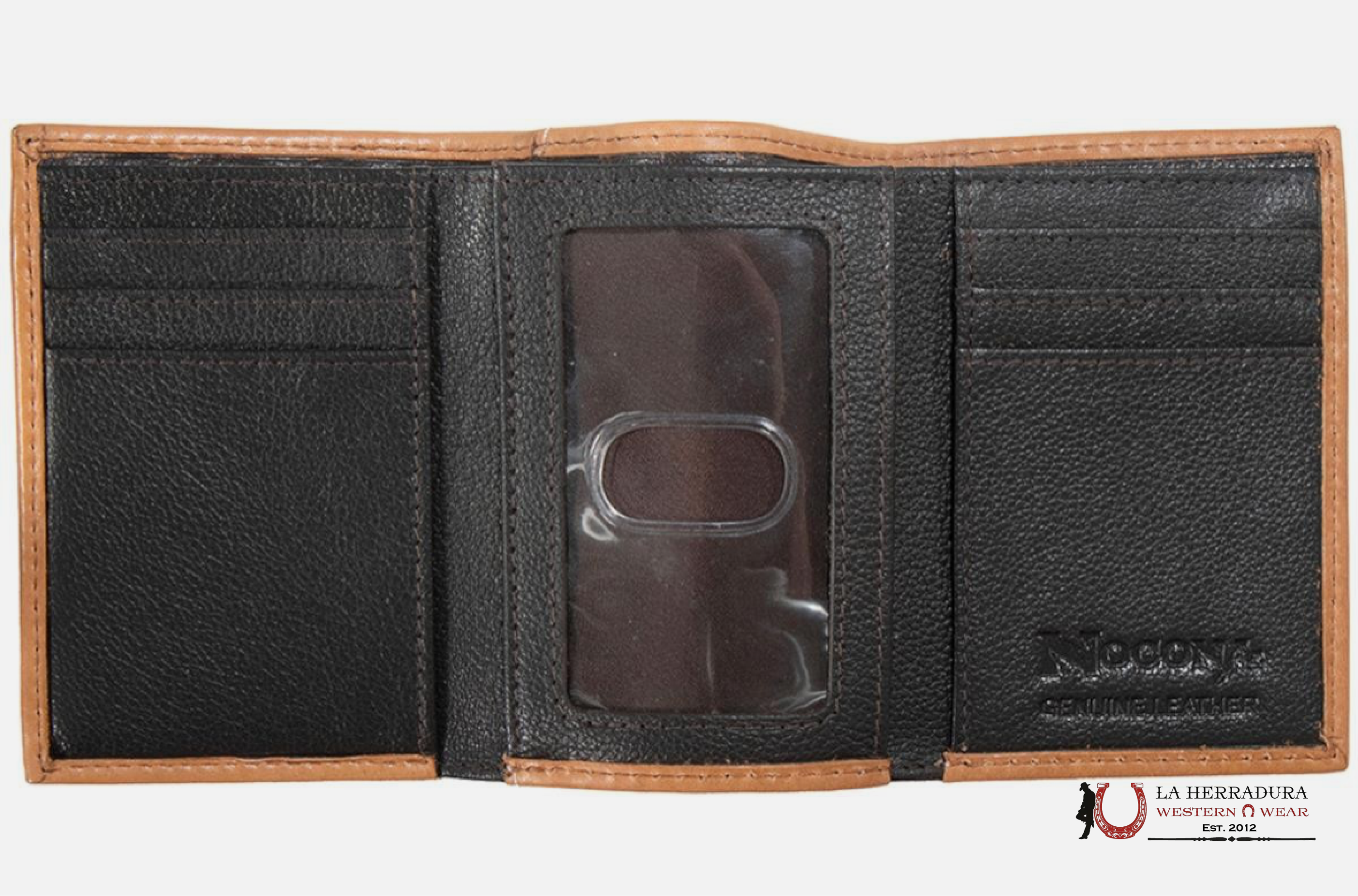 NOCONA MENS TRI-FOLD WALLET BROWN FLORAL DESIGN- N500048608 ACCESORIOS