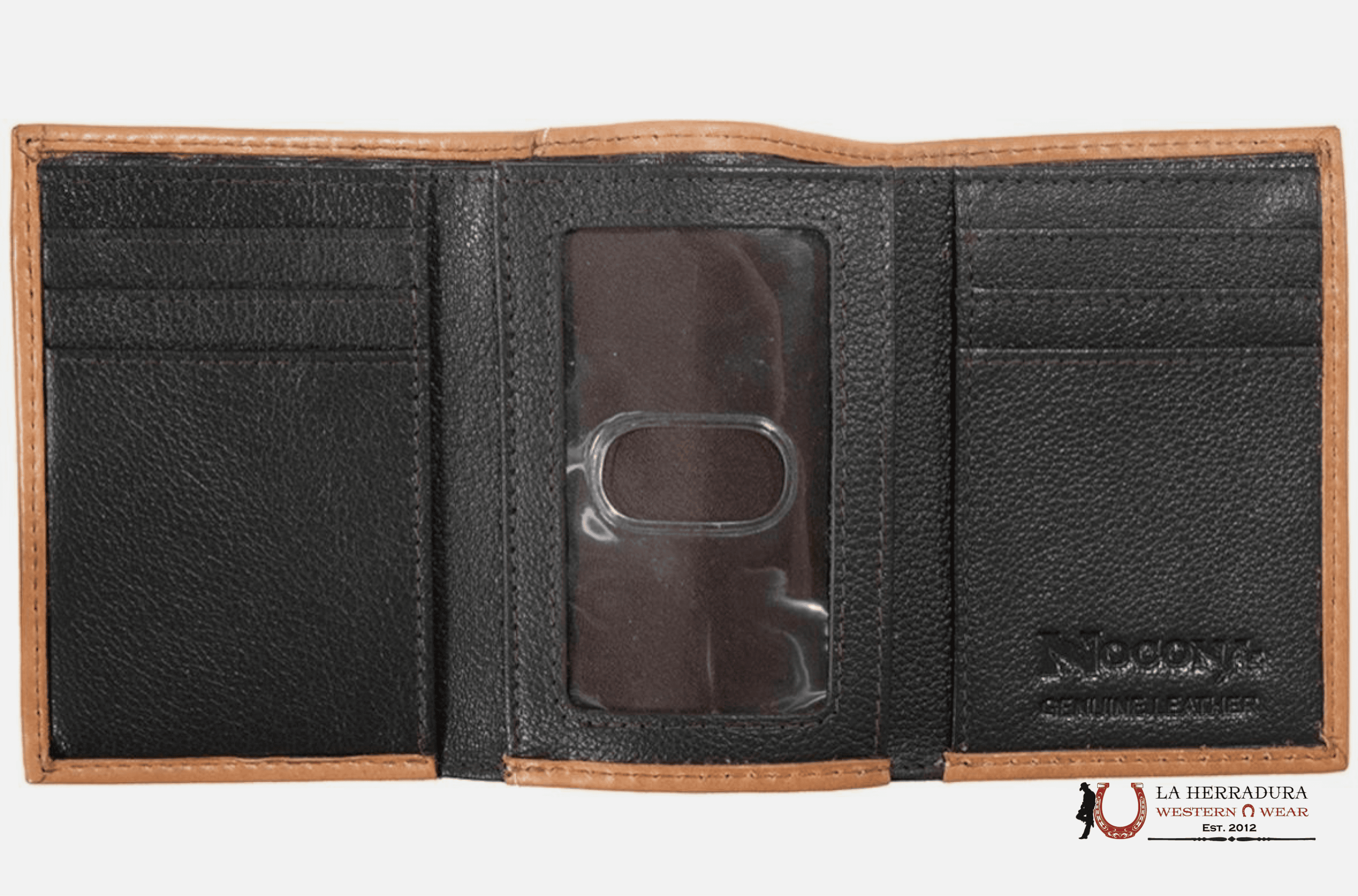 NOCONA MENS TRI-FOLD WALLET BROWN FLORAL DESIGN- N500048608 ACCESORIOS