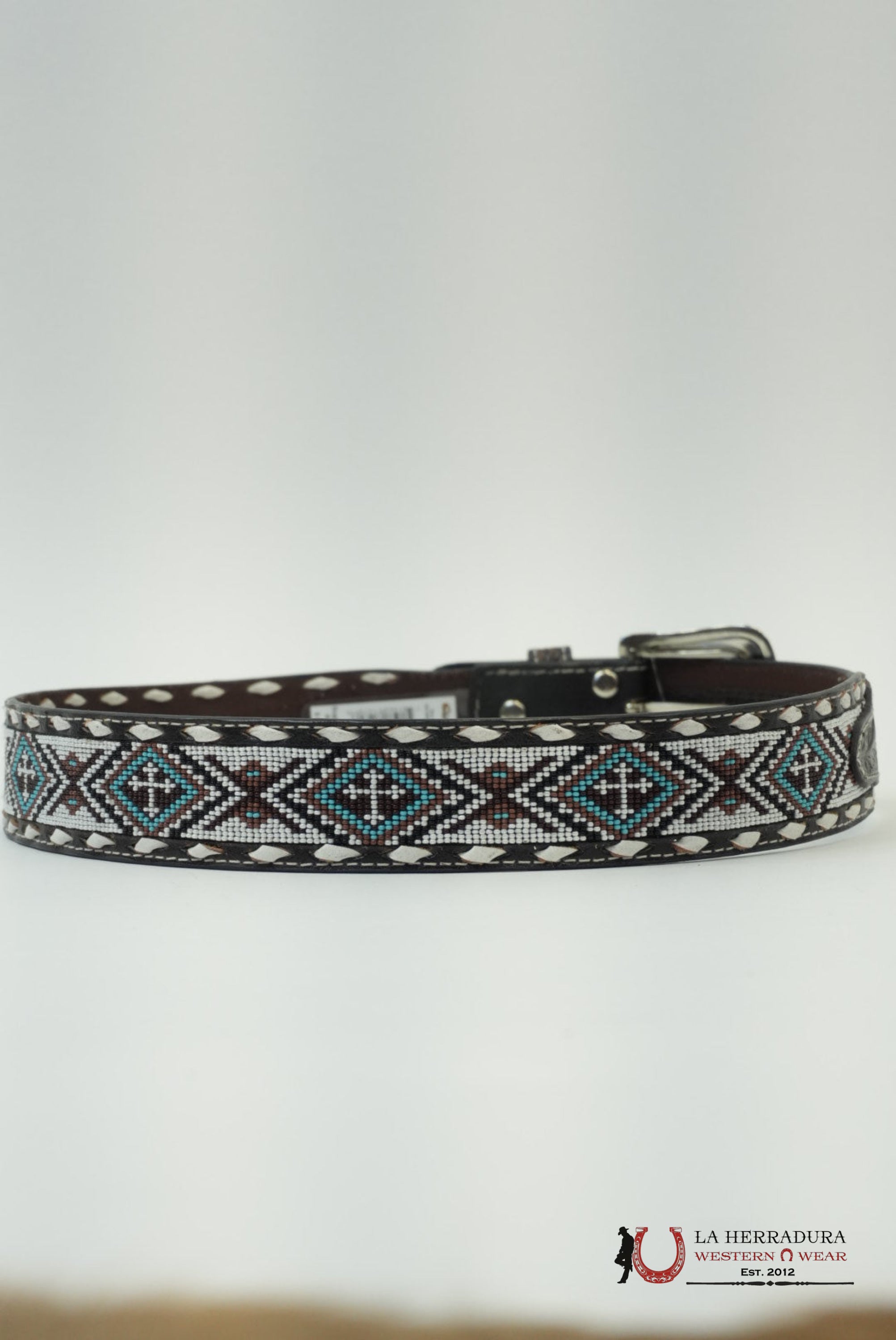 NOCONA WHITE CROSS AZTEC BEADED BELT CINTURONES HOMBRES