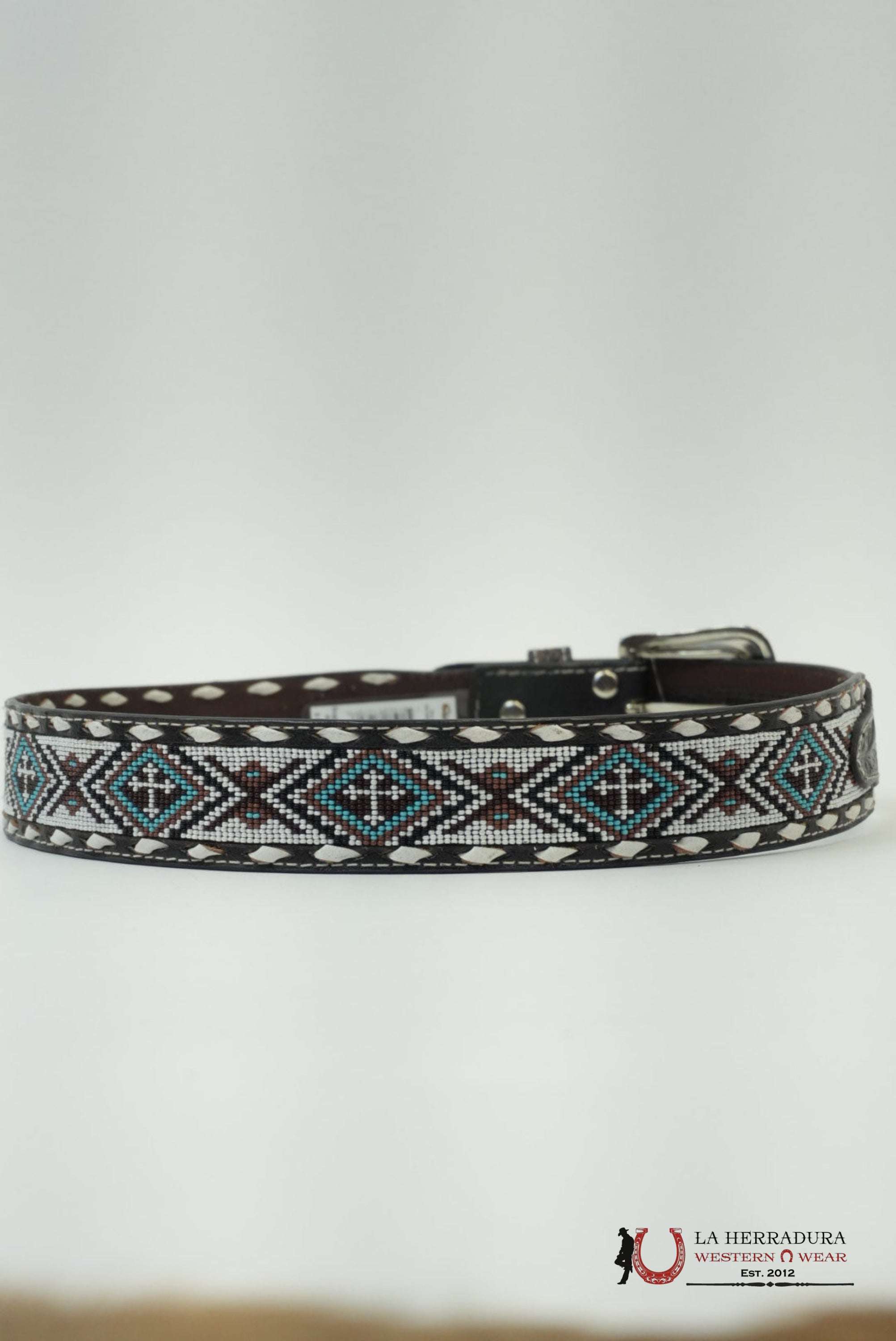 NOCONA WHITE CROSS AZTEC BEADED BELT CINTURONES HOMBRES