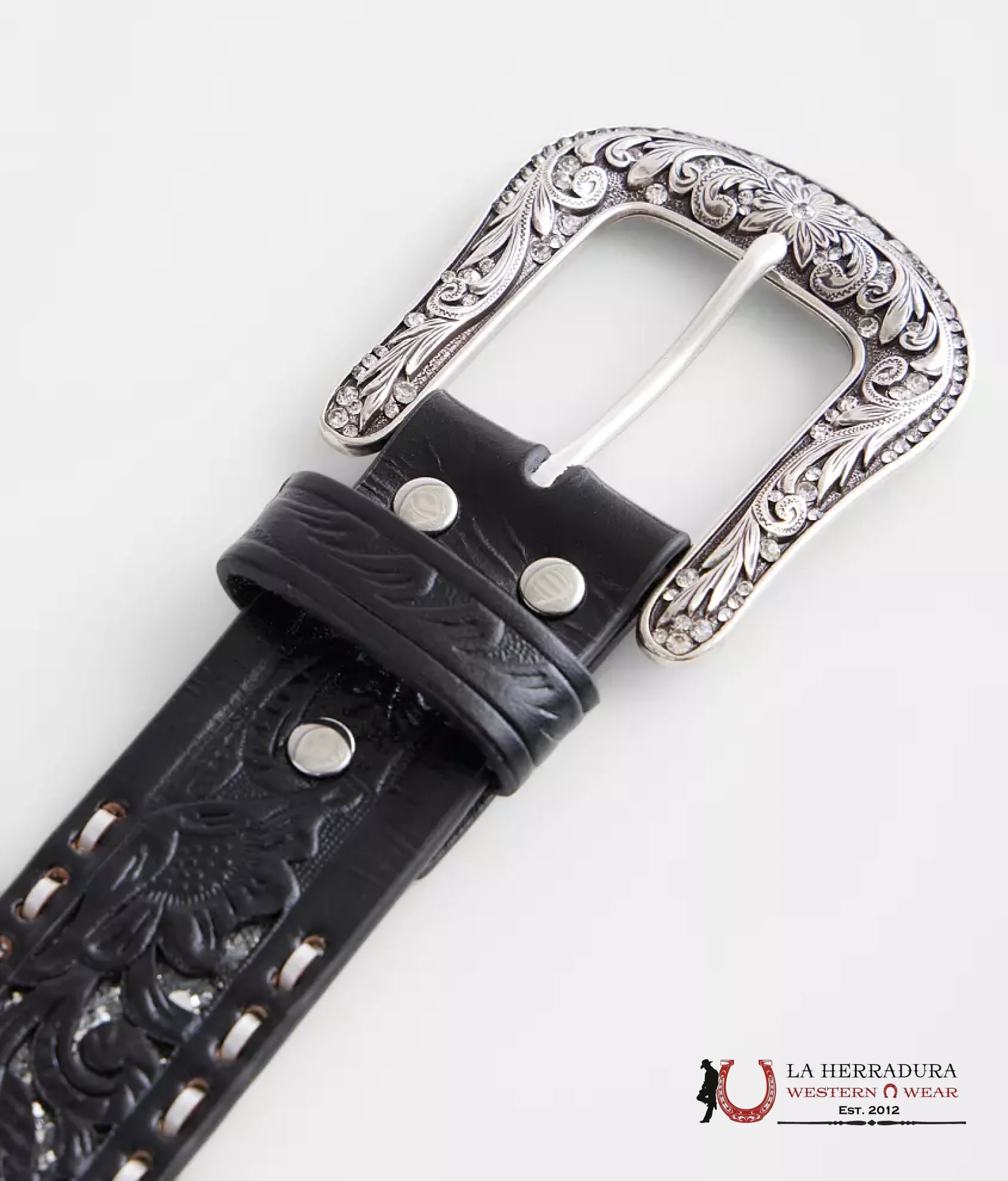NOCONA WOMENS BLACK SILVER GLITTER BELT- N320000201 CINTURONES MUJERES