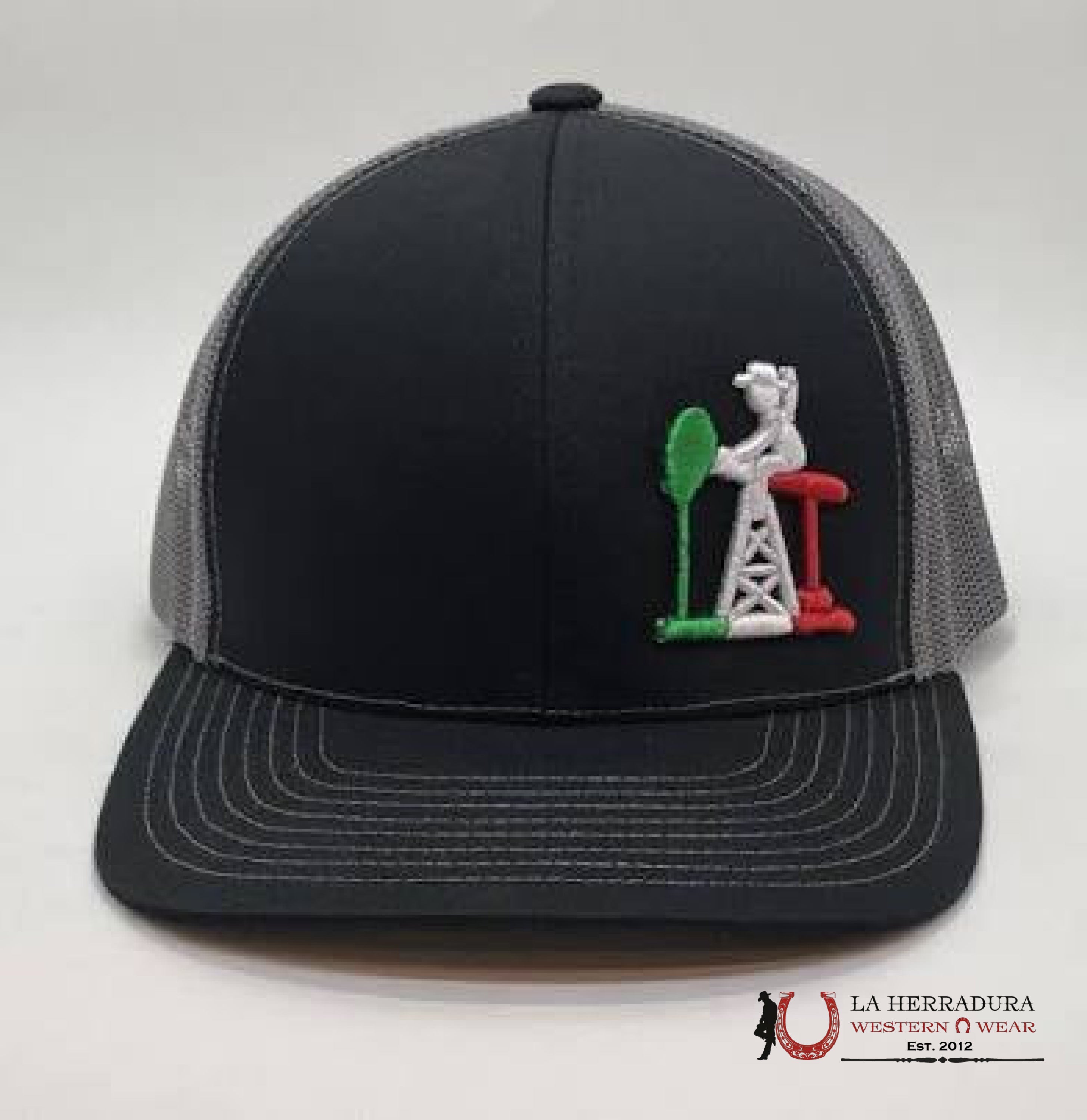 OIL FIELD HAT BLACK W GREY CAPS MENS GORRAS HOMBRES
