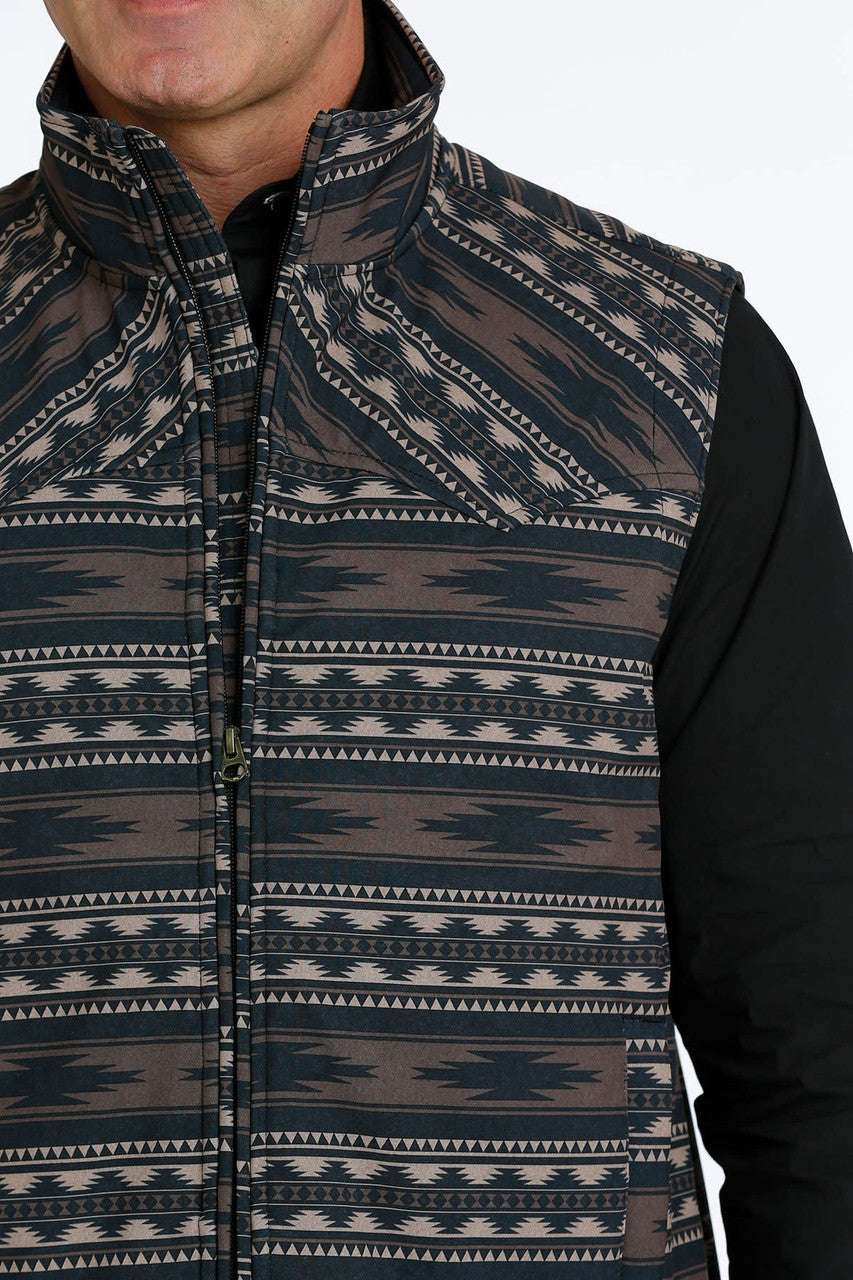 Men's Cinch Brown Aztec Vest MWV1592002 Laherradurawwnc.com