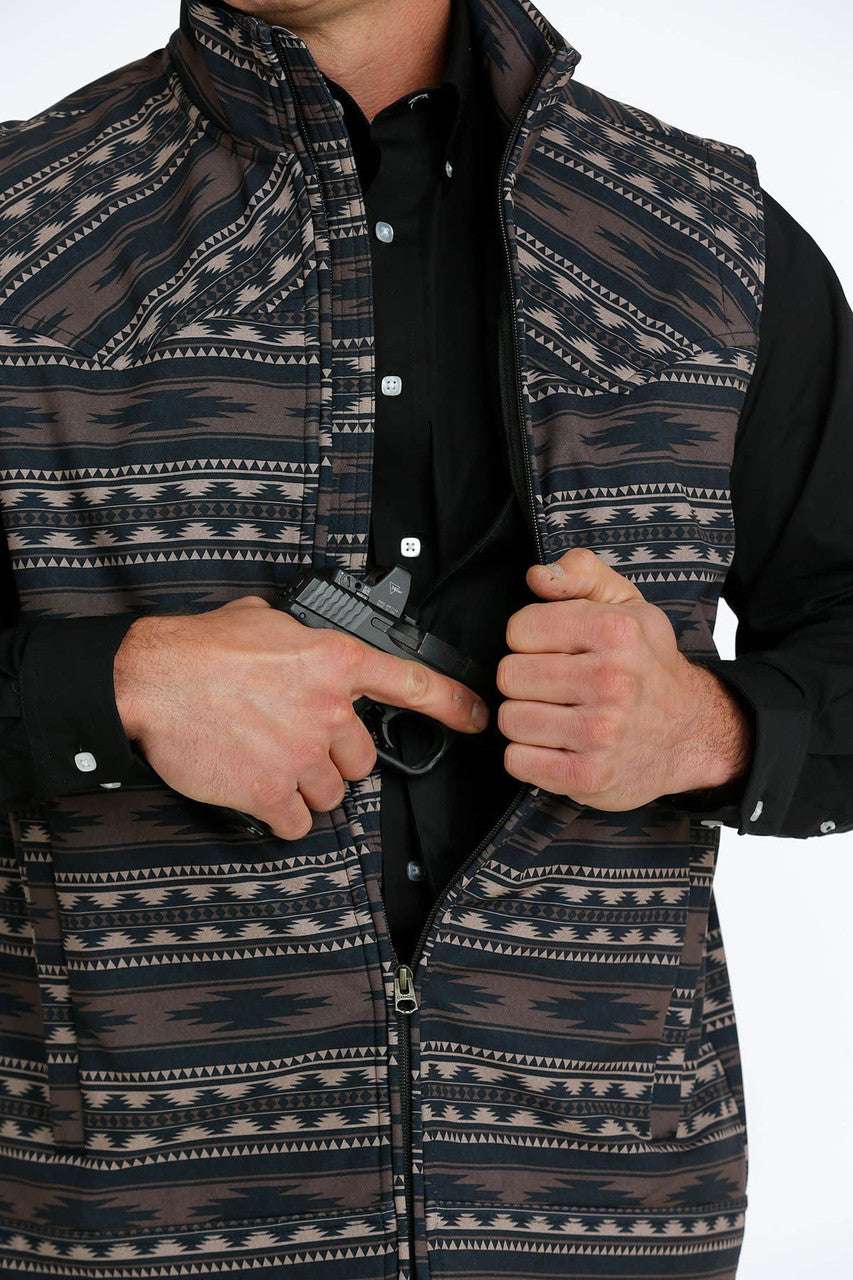 Men's Cinch Brown Aztec Vest MWV1592002 Laherradurawwnc.com