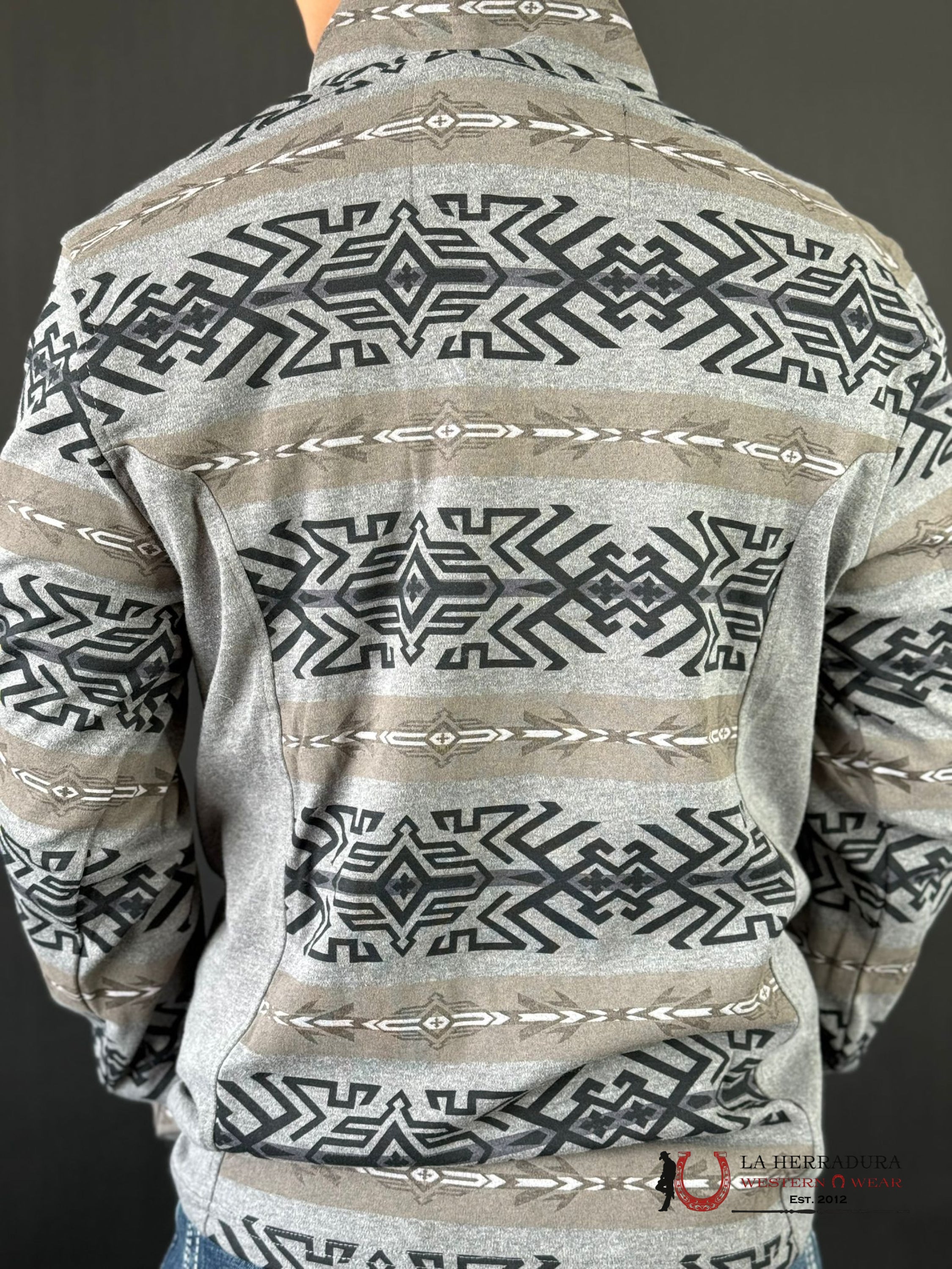 Panhandle Aztec Heather Henley Grey Sweatshirt Ropa Hombres