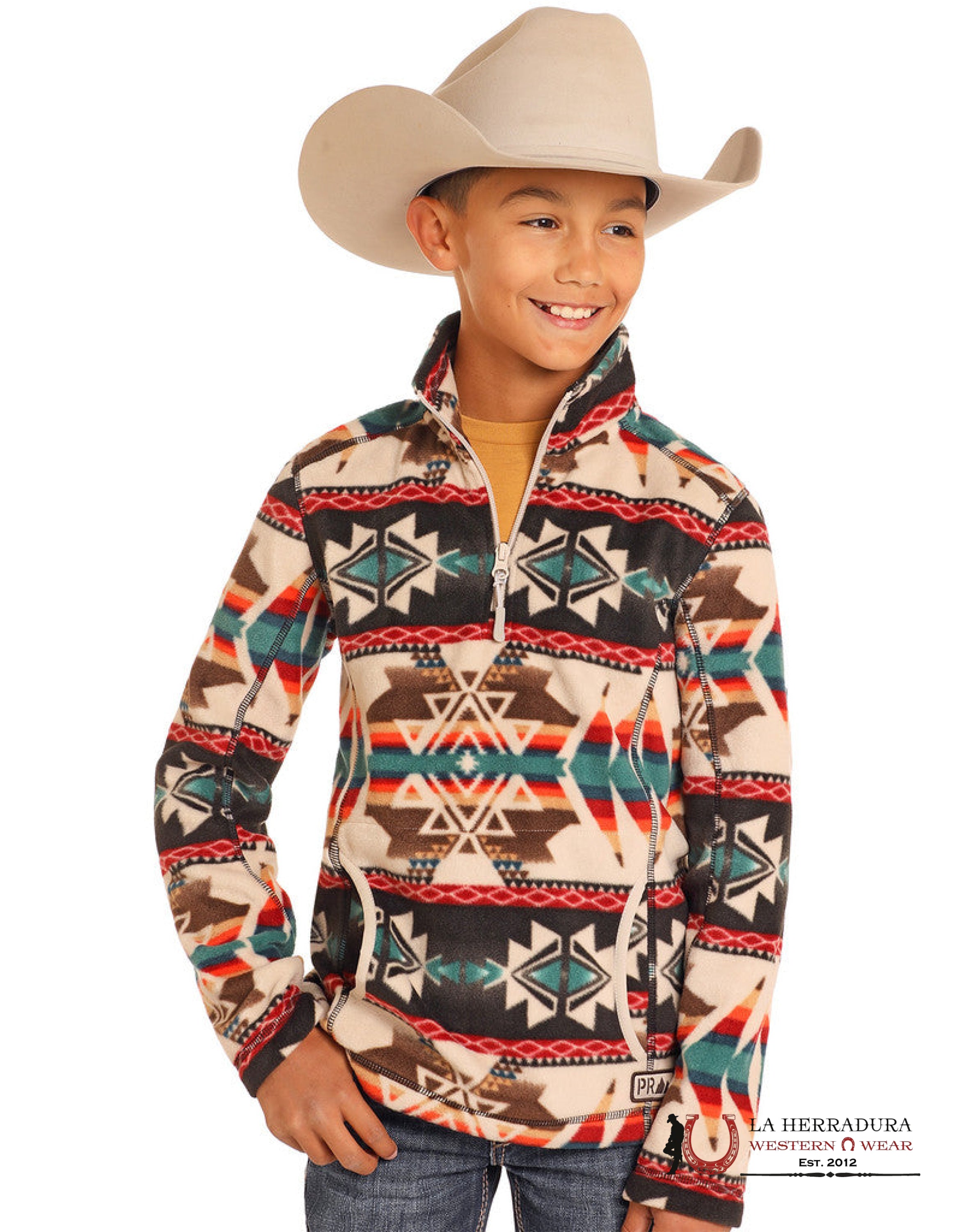 Panhandle Aztec Printed Fleece Pullover Niños