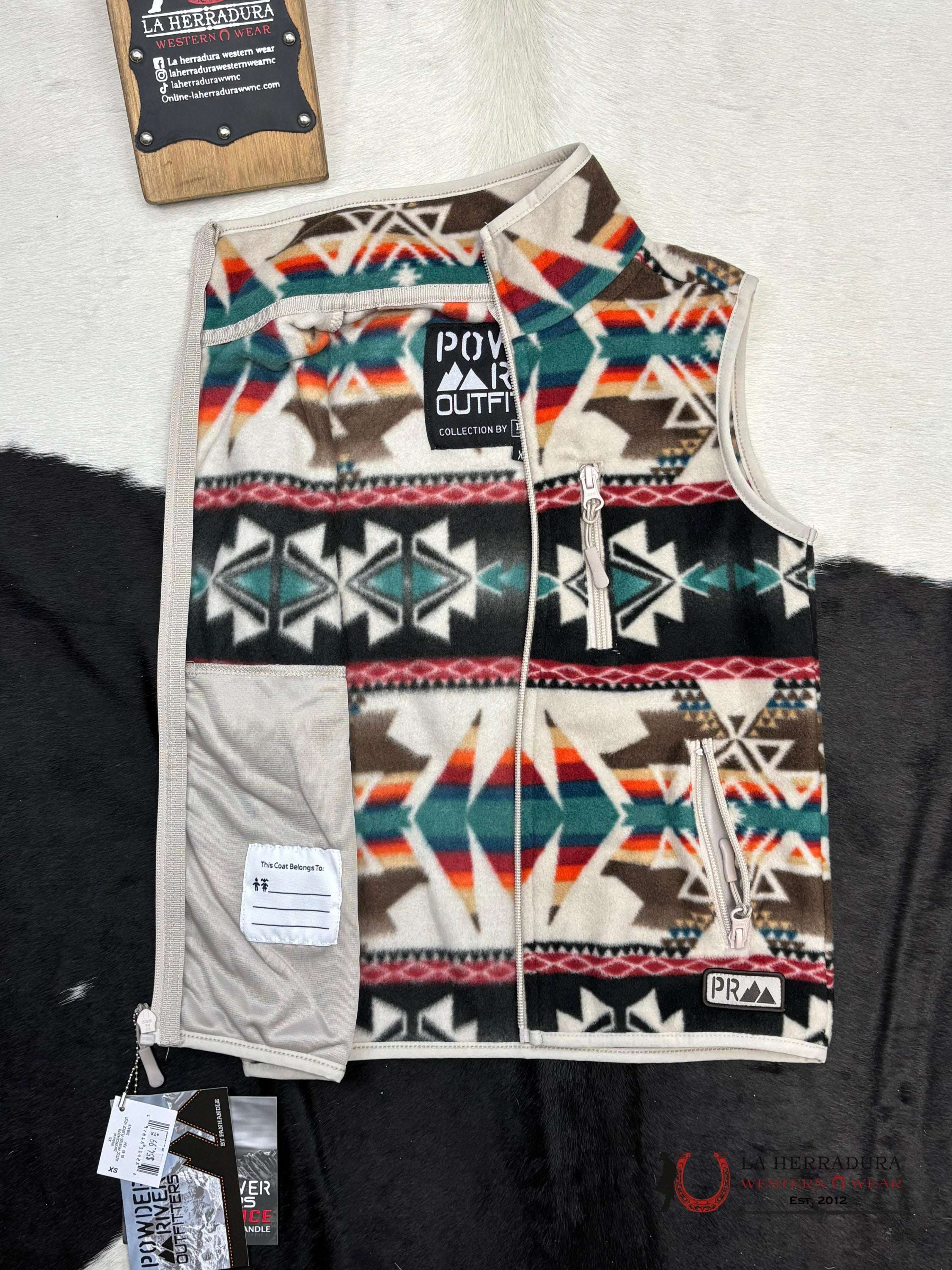 Panhandle Aztec Printed Fleece Vest Niños
