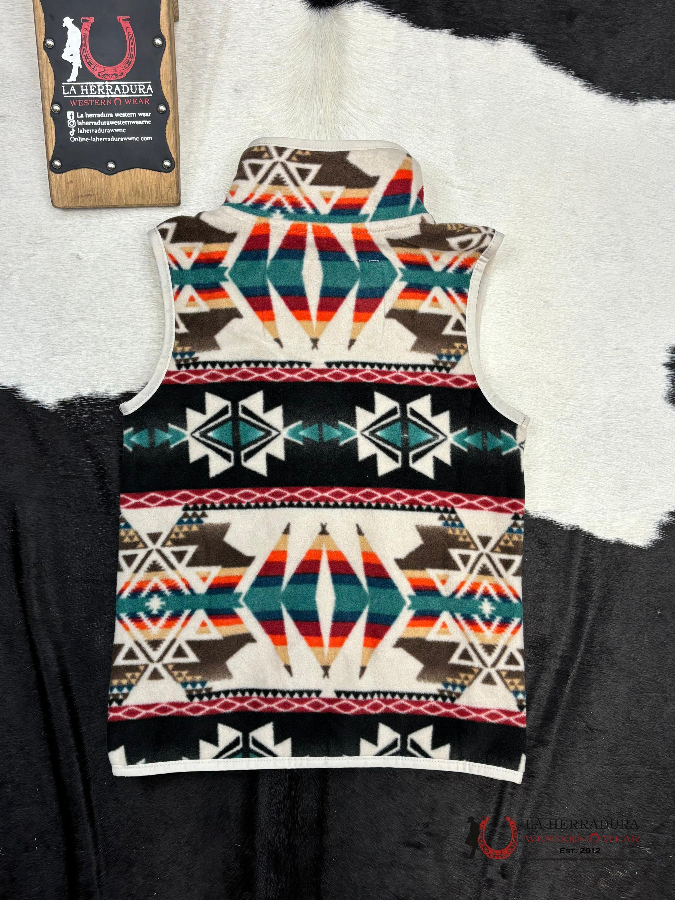 Panhandle Aztec Printed Fleece Vest Niños