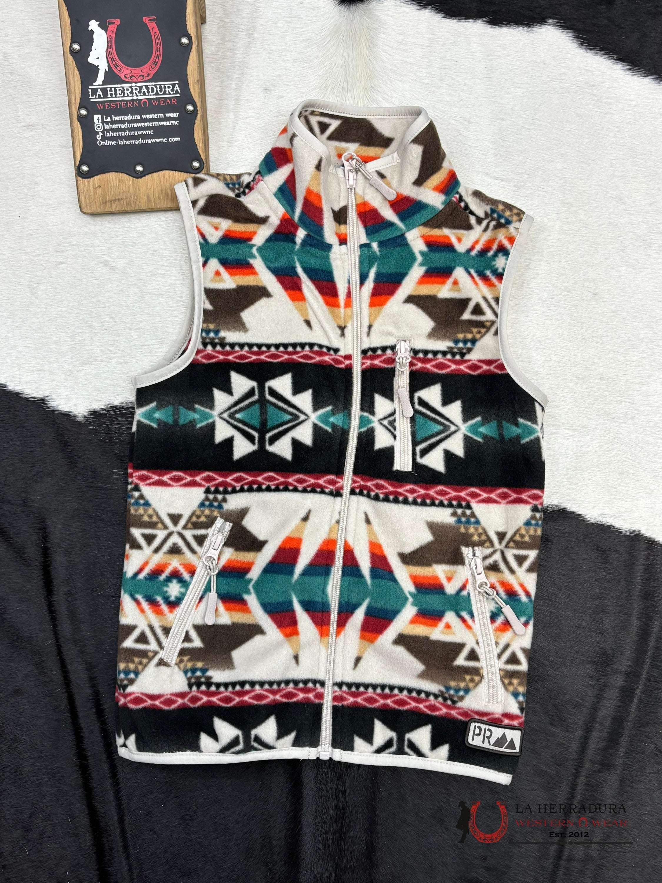 Panhandle Aztec Printed Fleece Vest Niños