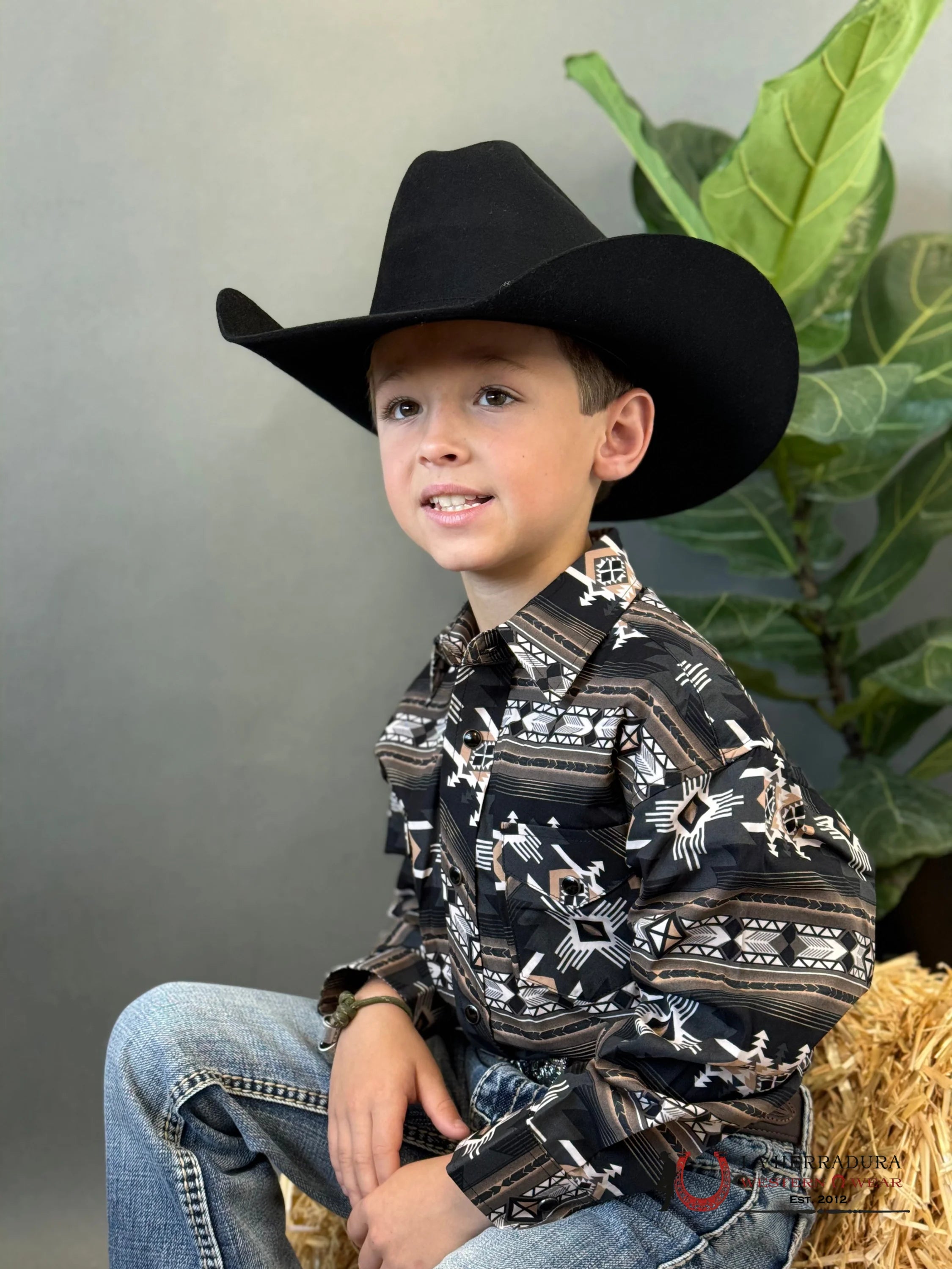 Rock&Roll Aztec Shirt Black/Beige Niños