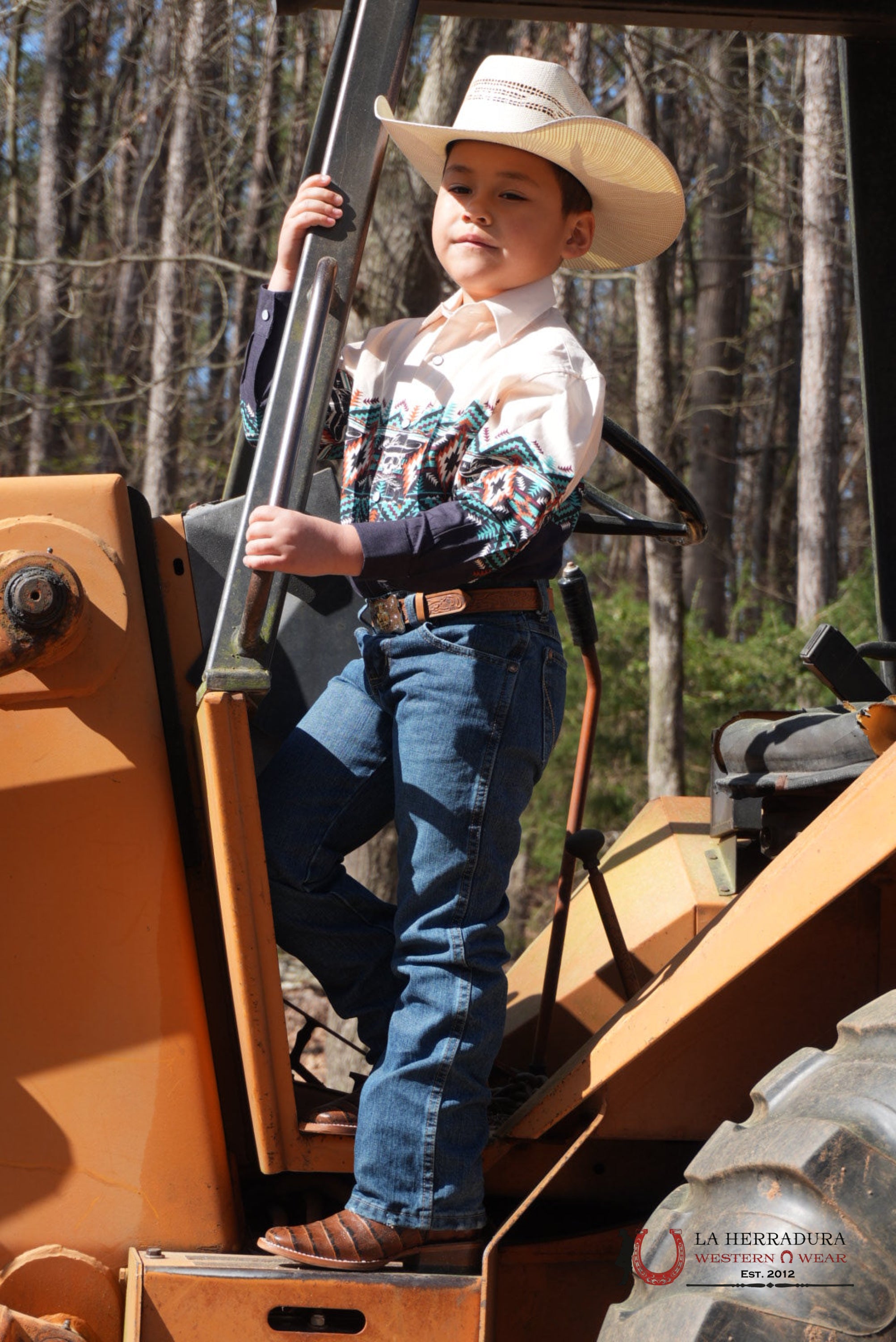 PANHANDLE AZTEC SHIRT CREAM/BLACK NIÑOS