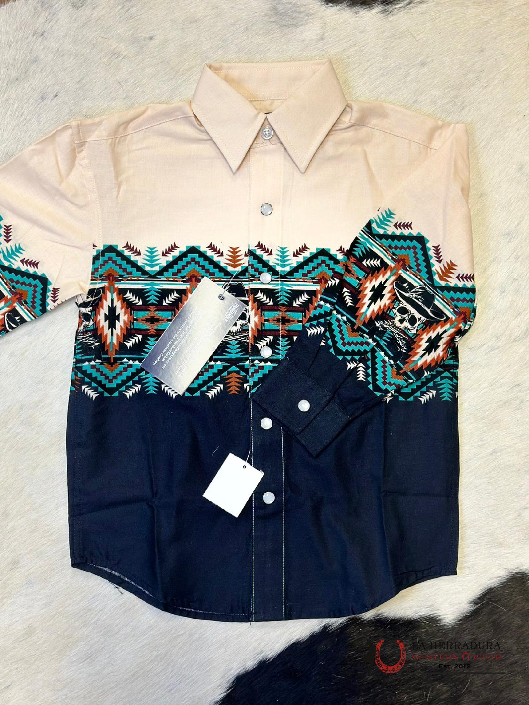 Panhandle Aztec Shirt Cream/Black Niños