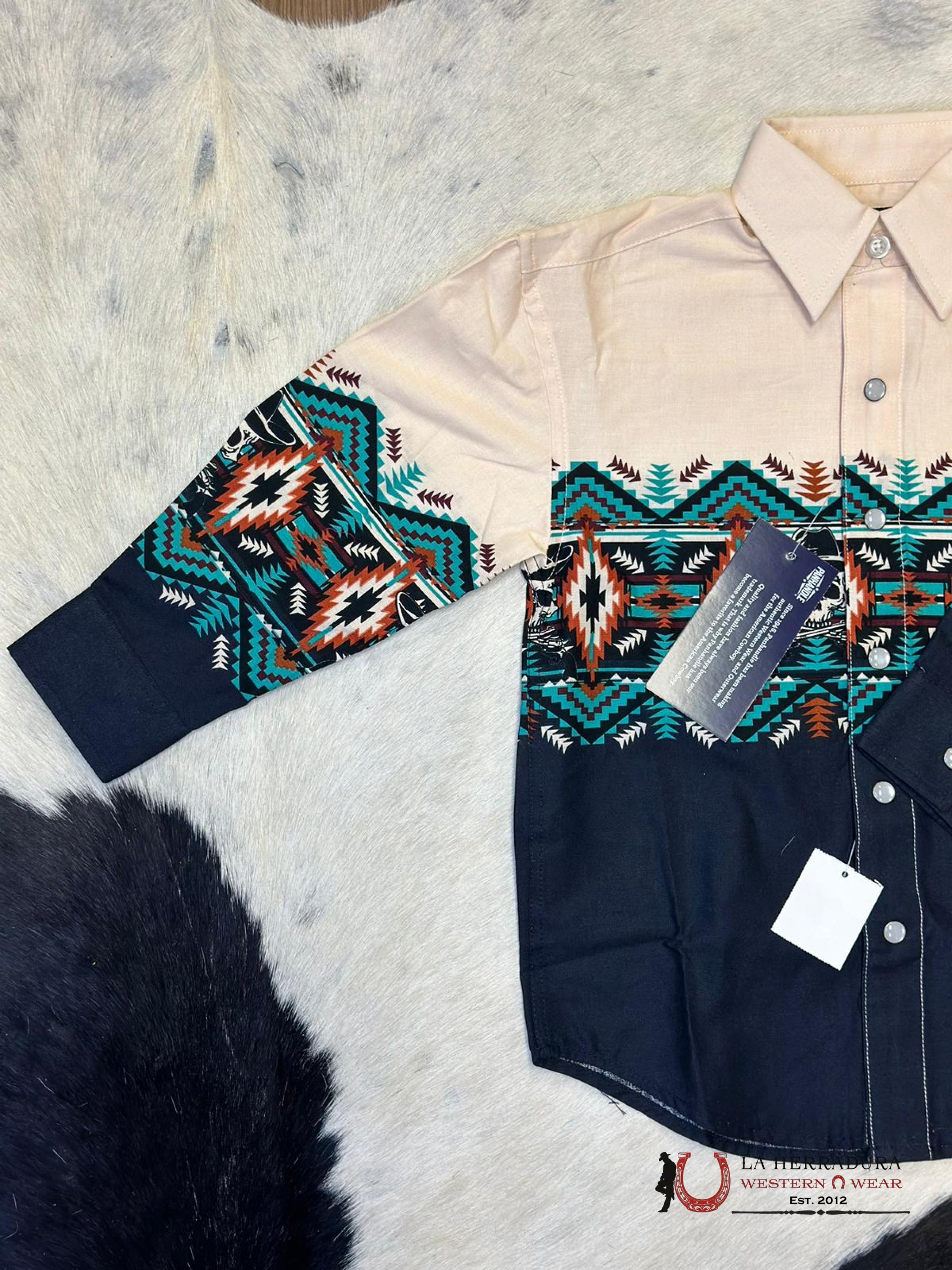 Panhandle Aztec Shirt Cream/Black Niños