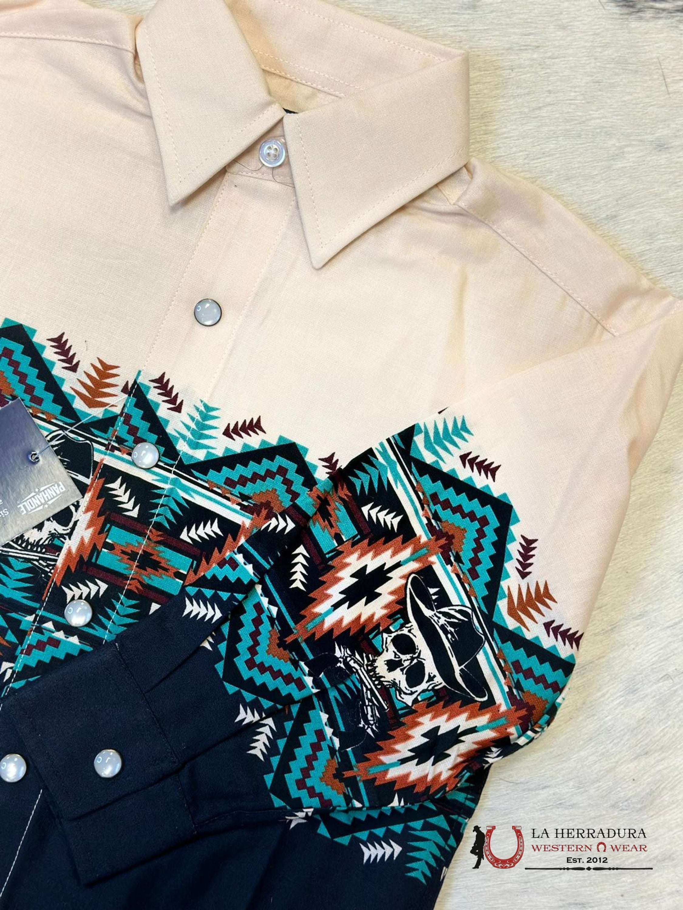 Panhandle Aztec Shirt Cream/Black Niños