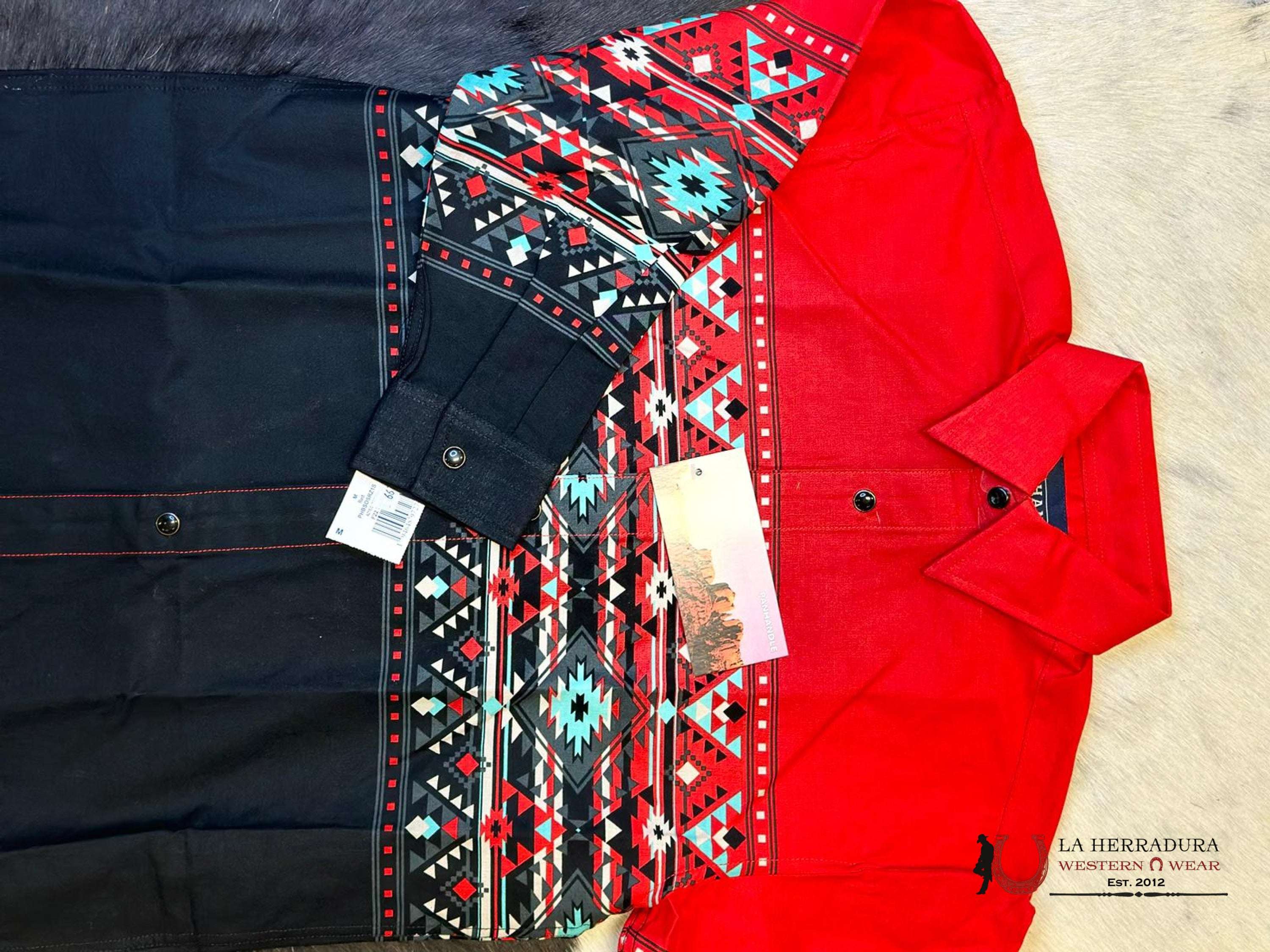 Panhandle Aztec Shirt Red/Black Niños