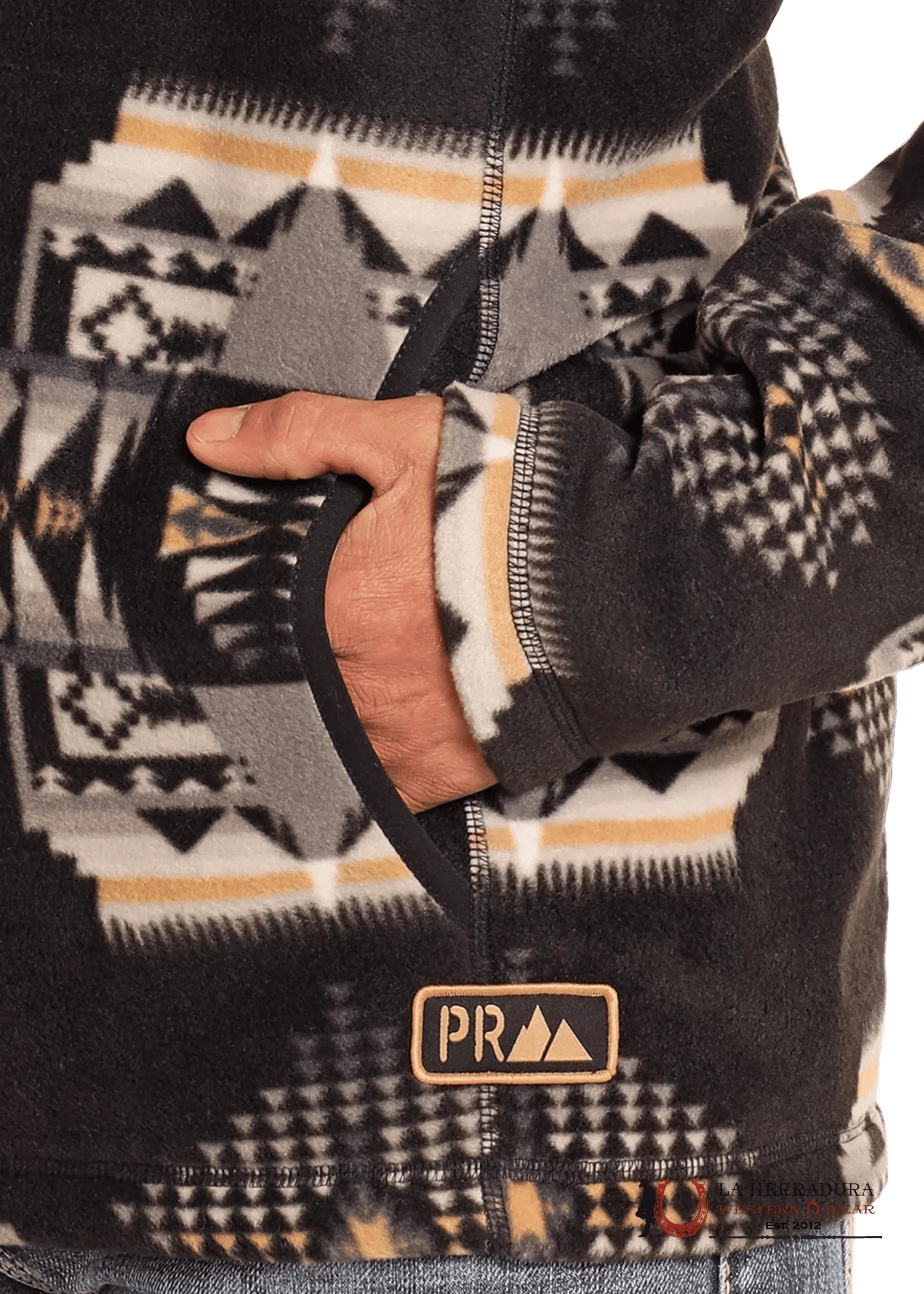 Panhandle Black Aztec Printed Fleece Pullover Ropa Hombres