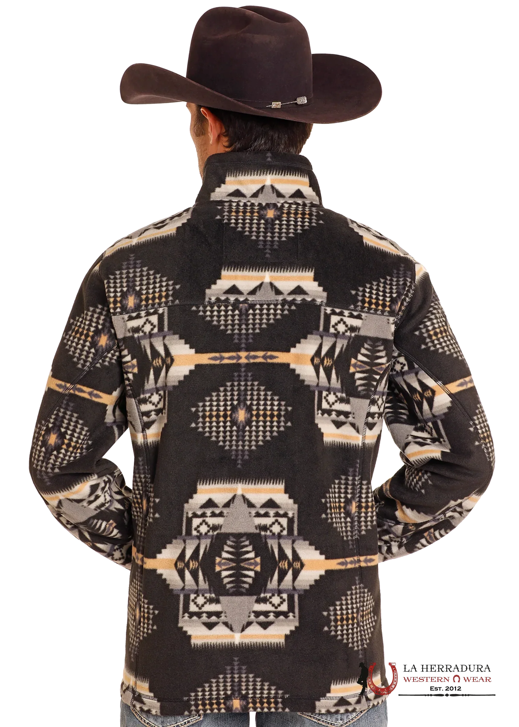 Panhandle Black Aztec Printed Fleece Pullover Ropa Hombres