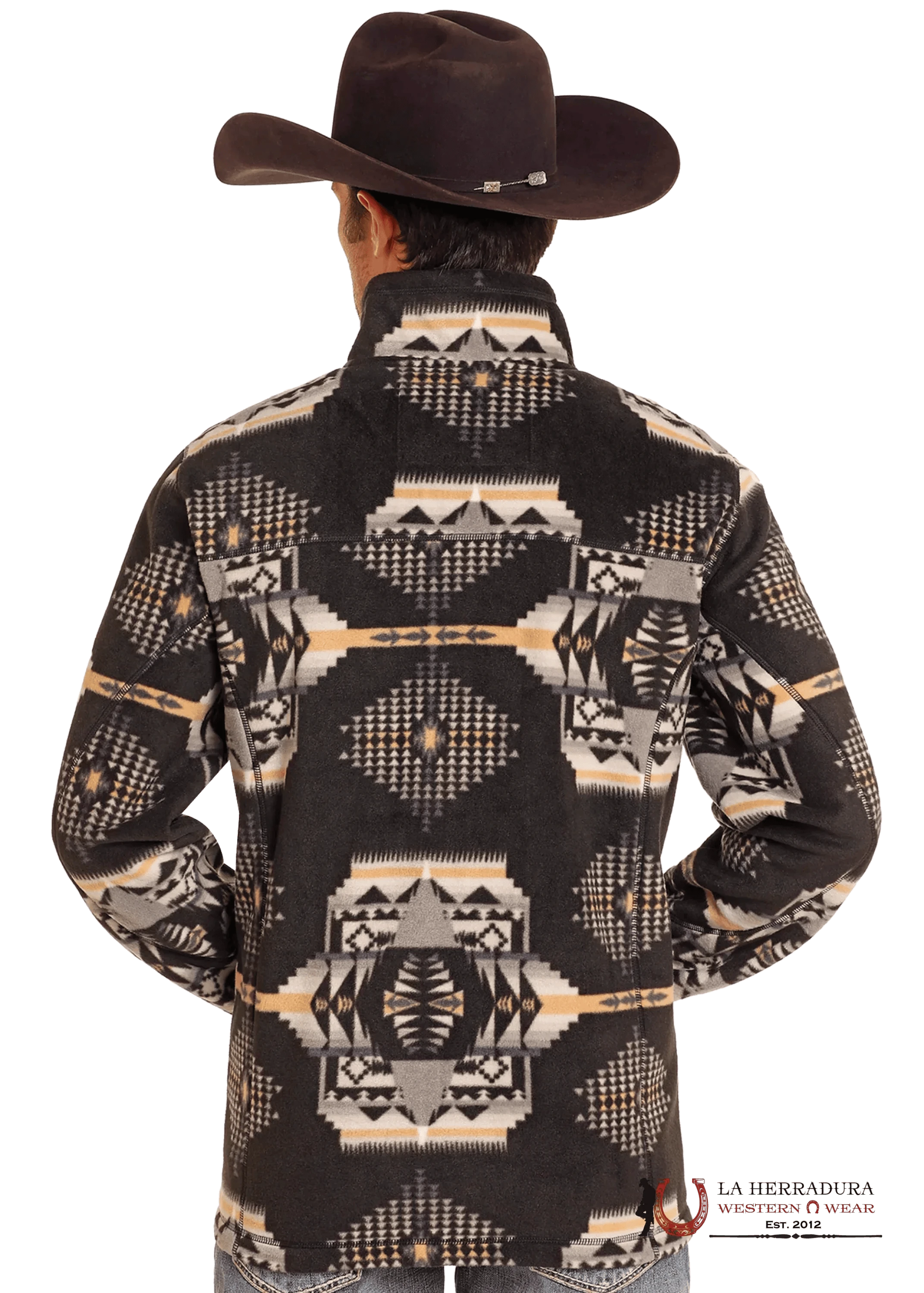 Panhandle Black Aztec Printed Fleece Pullover Ropa Hombres
