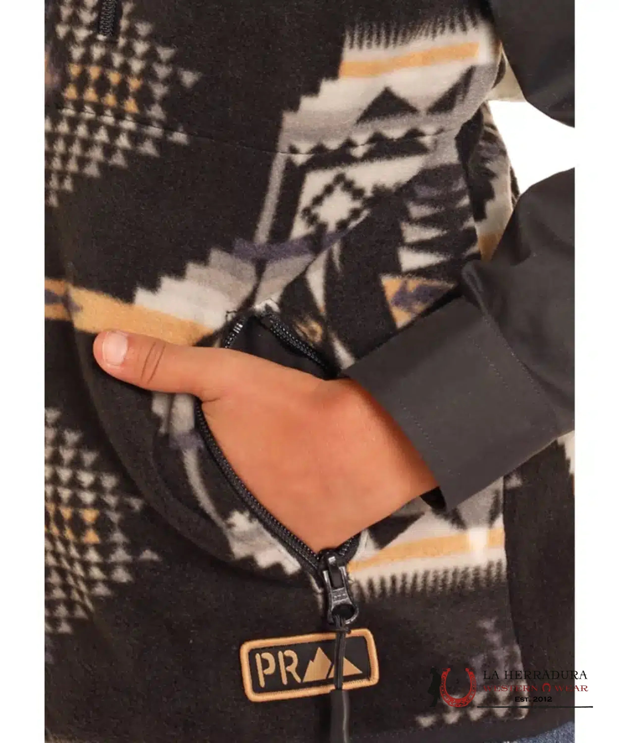 Panhandle Black Aztec Printed Fleece Vest Niños