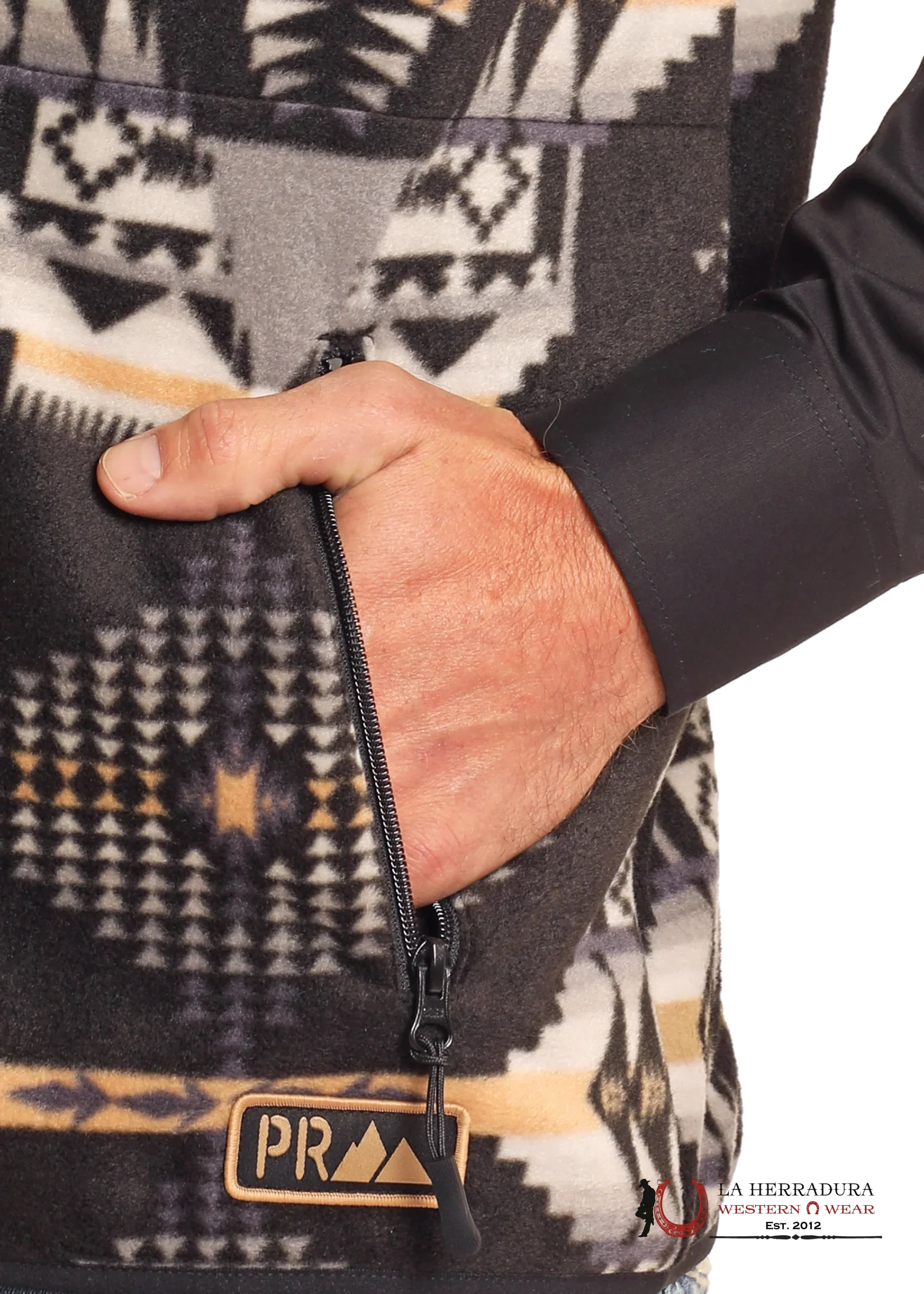 Panhandle Black Aztec Printed Fleece Vest Ropa Hombres