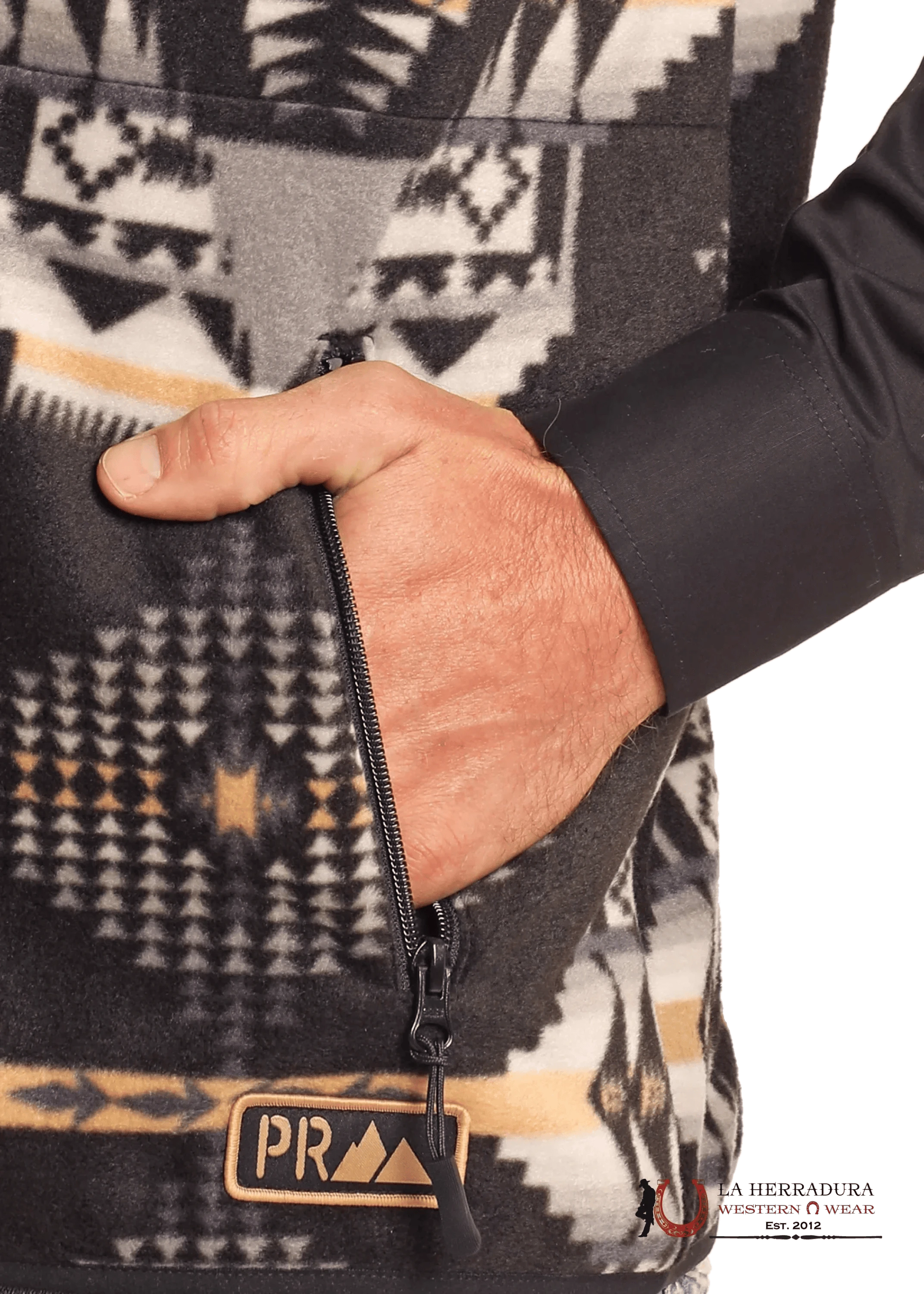 Panhandle Black Aztec Printed Fleece Vest Ropa Hombres
