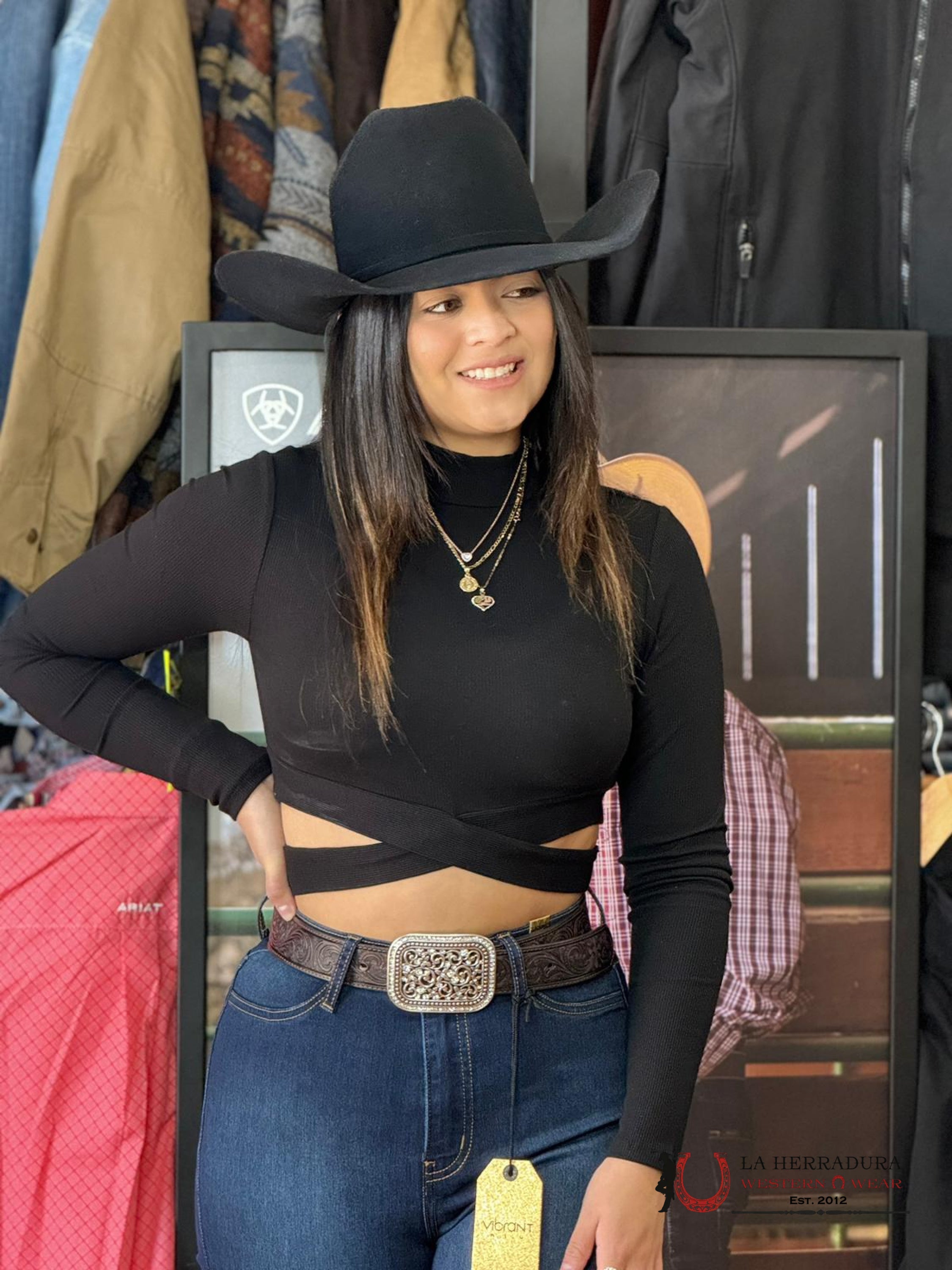 Panhandle Black Crossed Bottom Ropa Mujeres