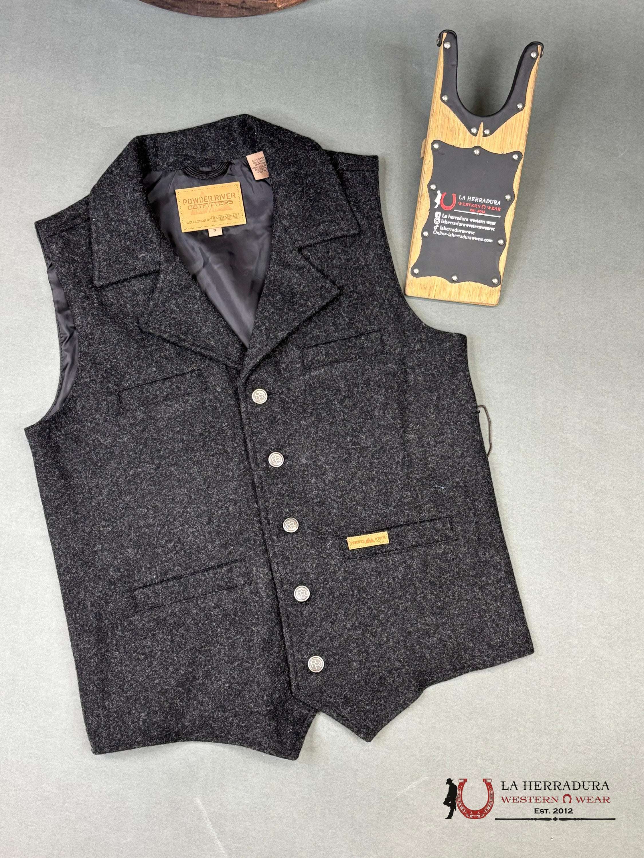 Panhandle Black Solid Montana Vest Ropa Hombres