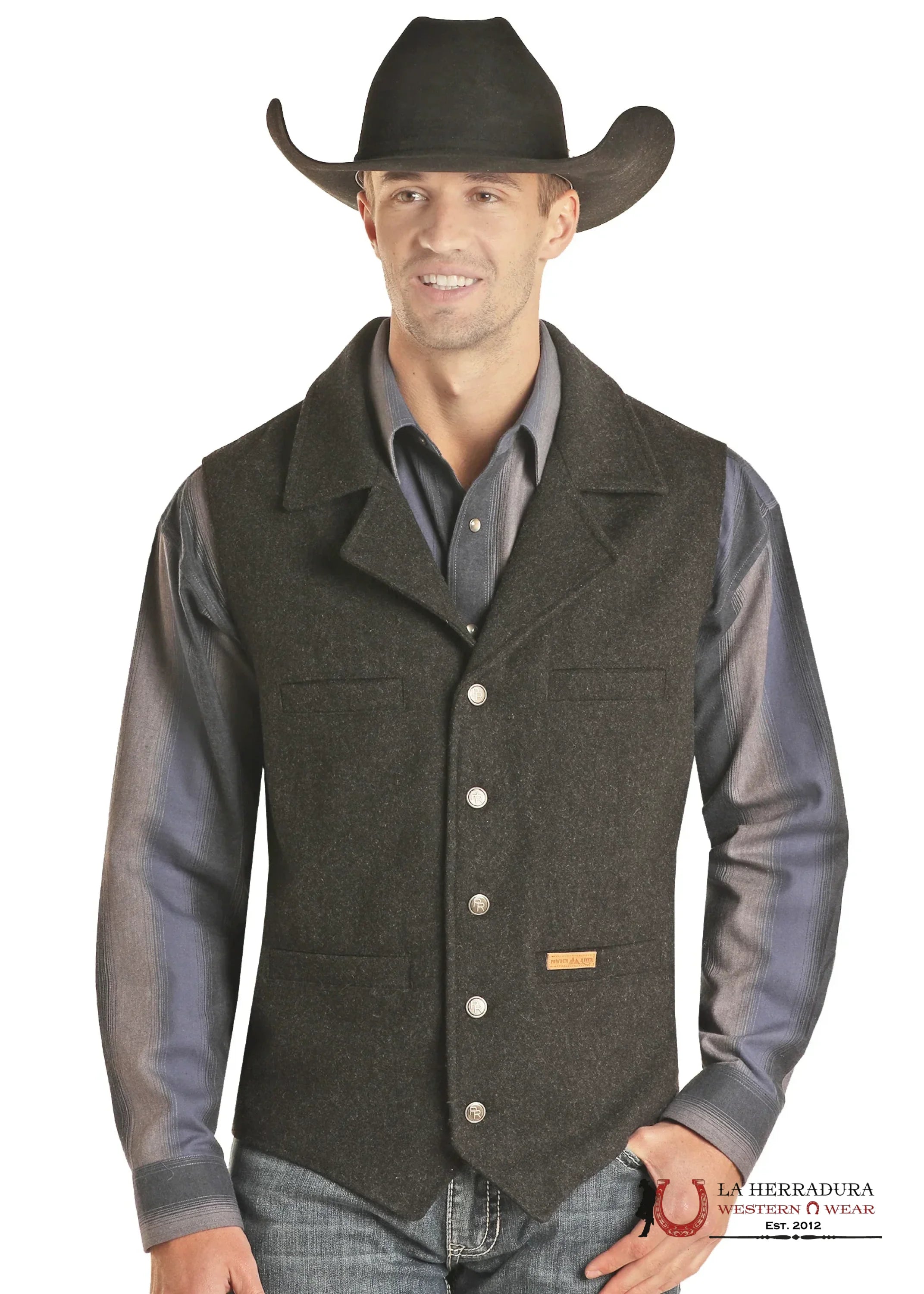 Panhandle Black Solid Montana Vest Ropa Hombres