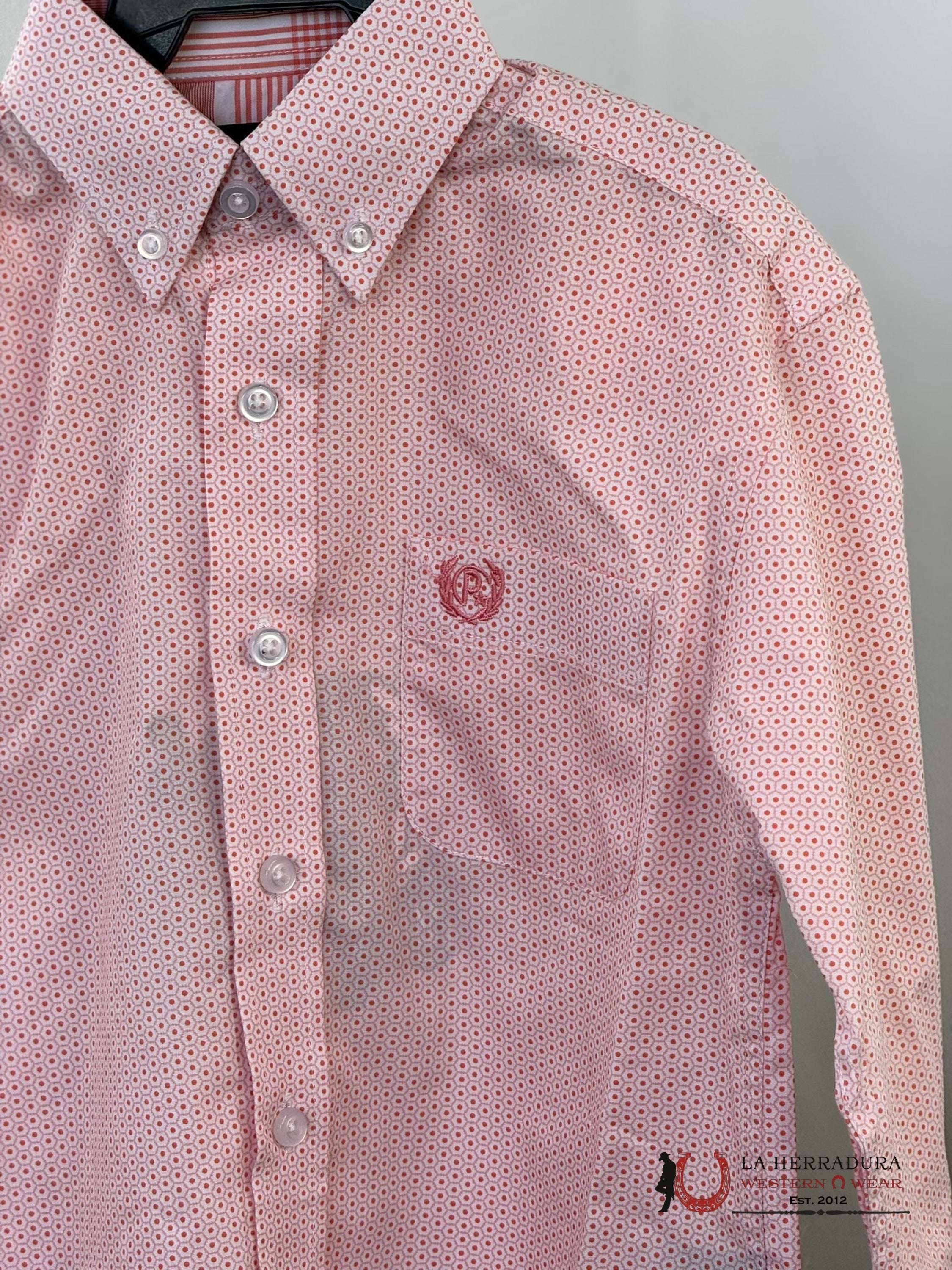 Panhandle Boys Coral Micro Geo Long Sleeve Shirt Niños