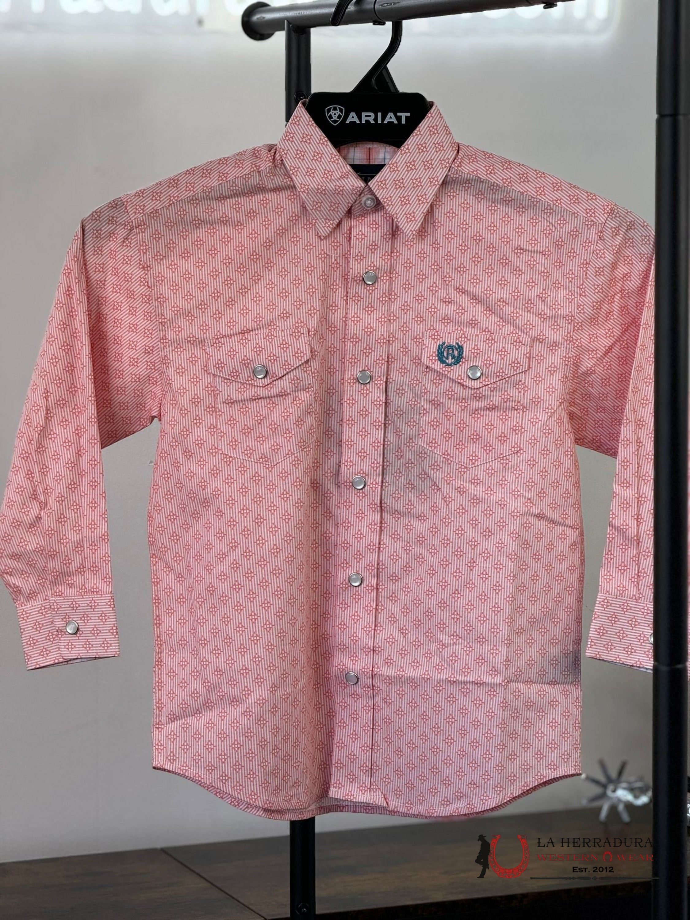 Panhandle Boys Melon Diamond Long Sleeve Shirt Niños