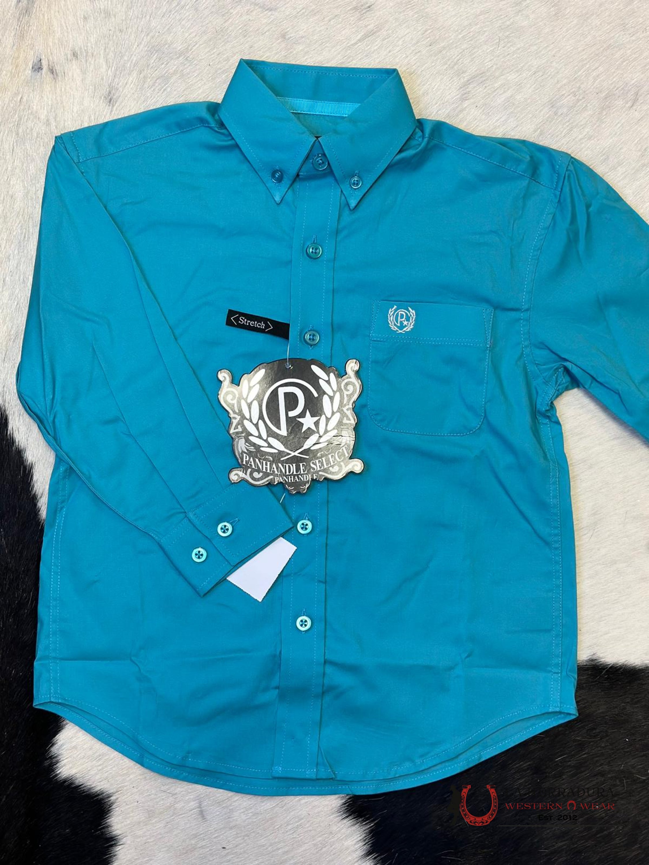 Panhandle Boys Solid Teal Shirt Niños