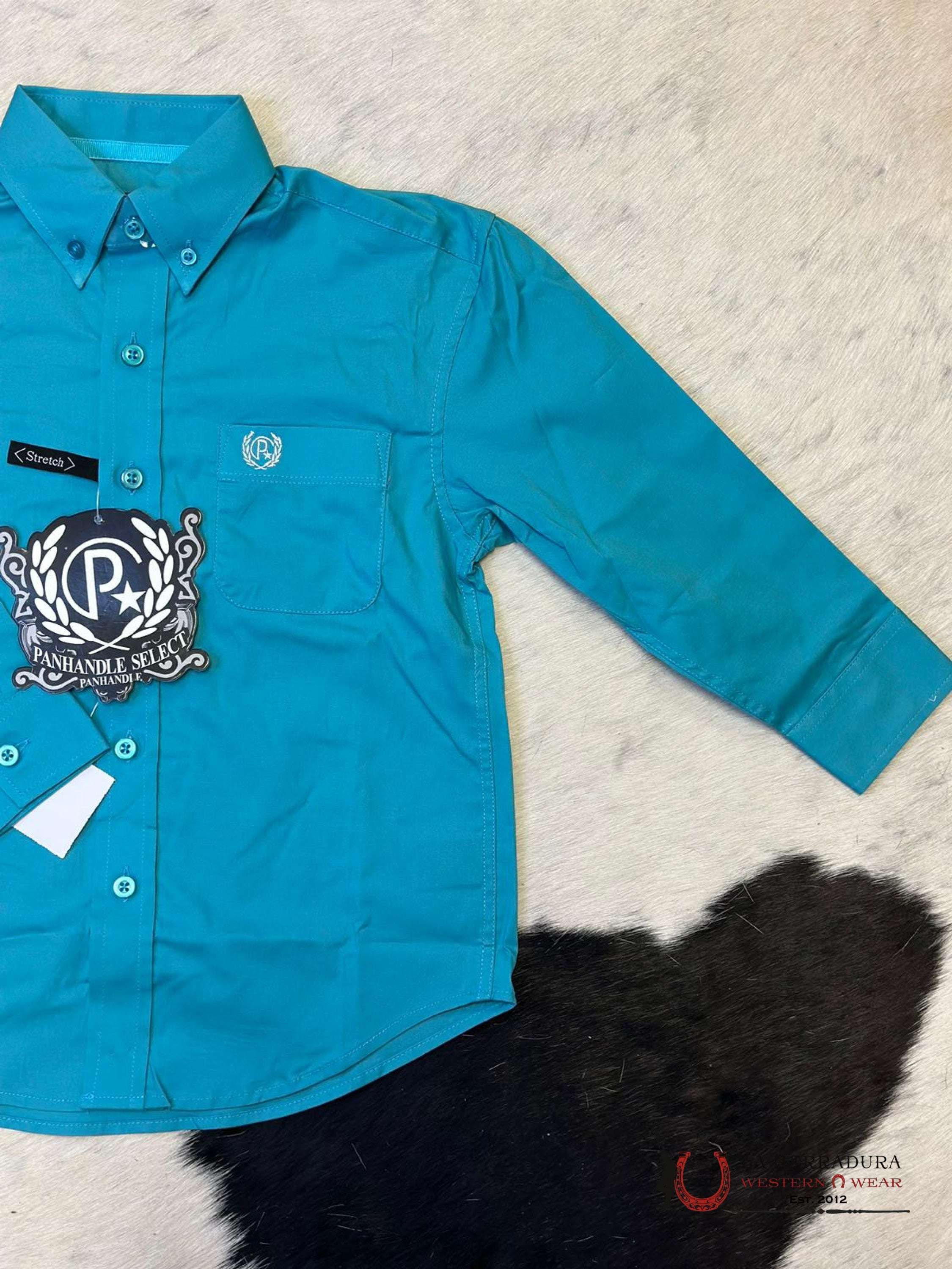 Panhandle Boys Solid Teal Shirt Niños