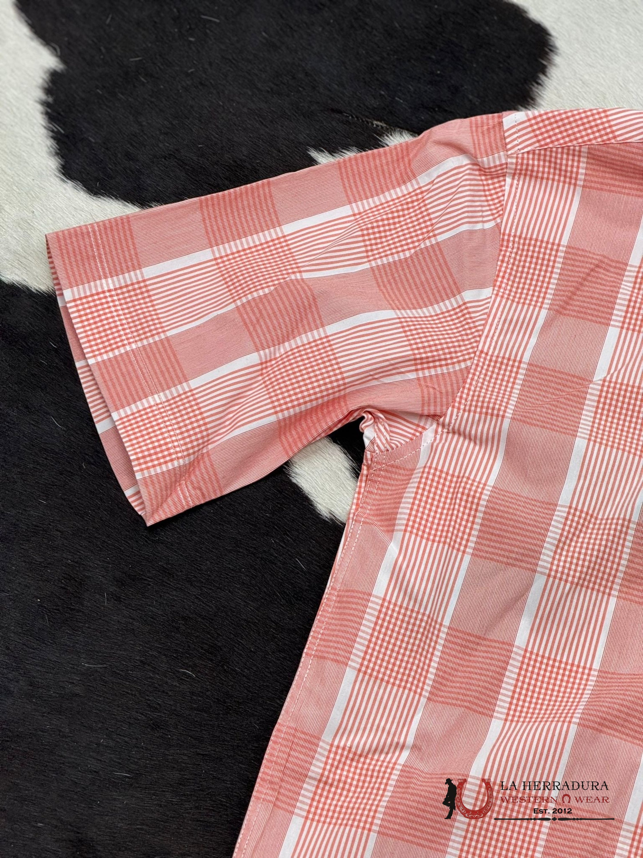 Panhandle Coral Plaid 1Pkt Button Up Short Sleeve Ropa Hombres