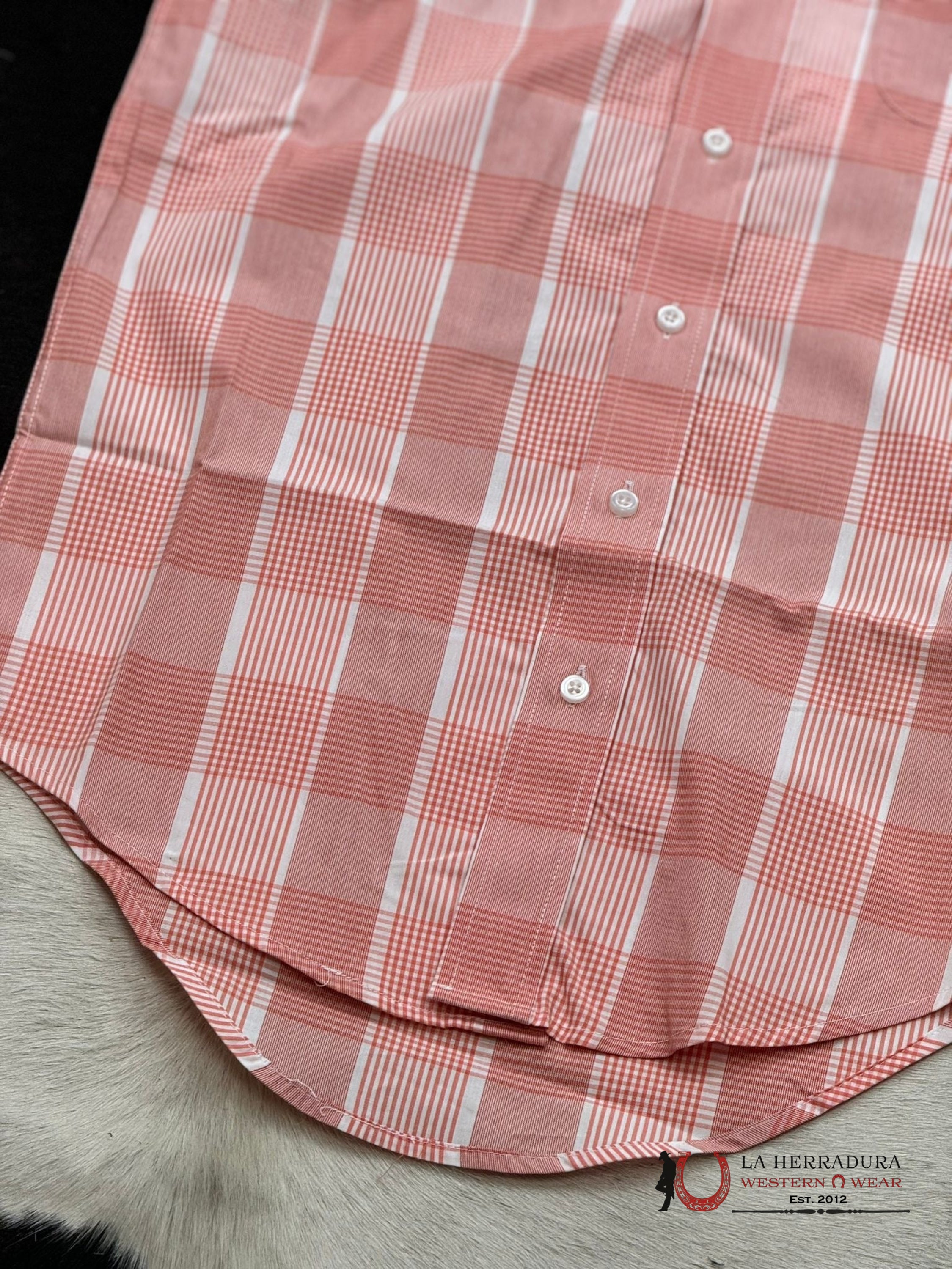 Panhandle Coral Plaid 1Pkt Button Up Short Sleeve Ropa Hombres