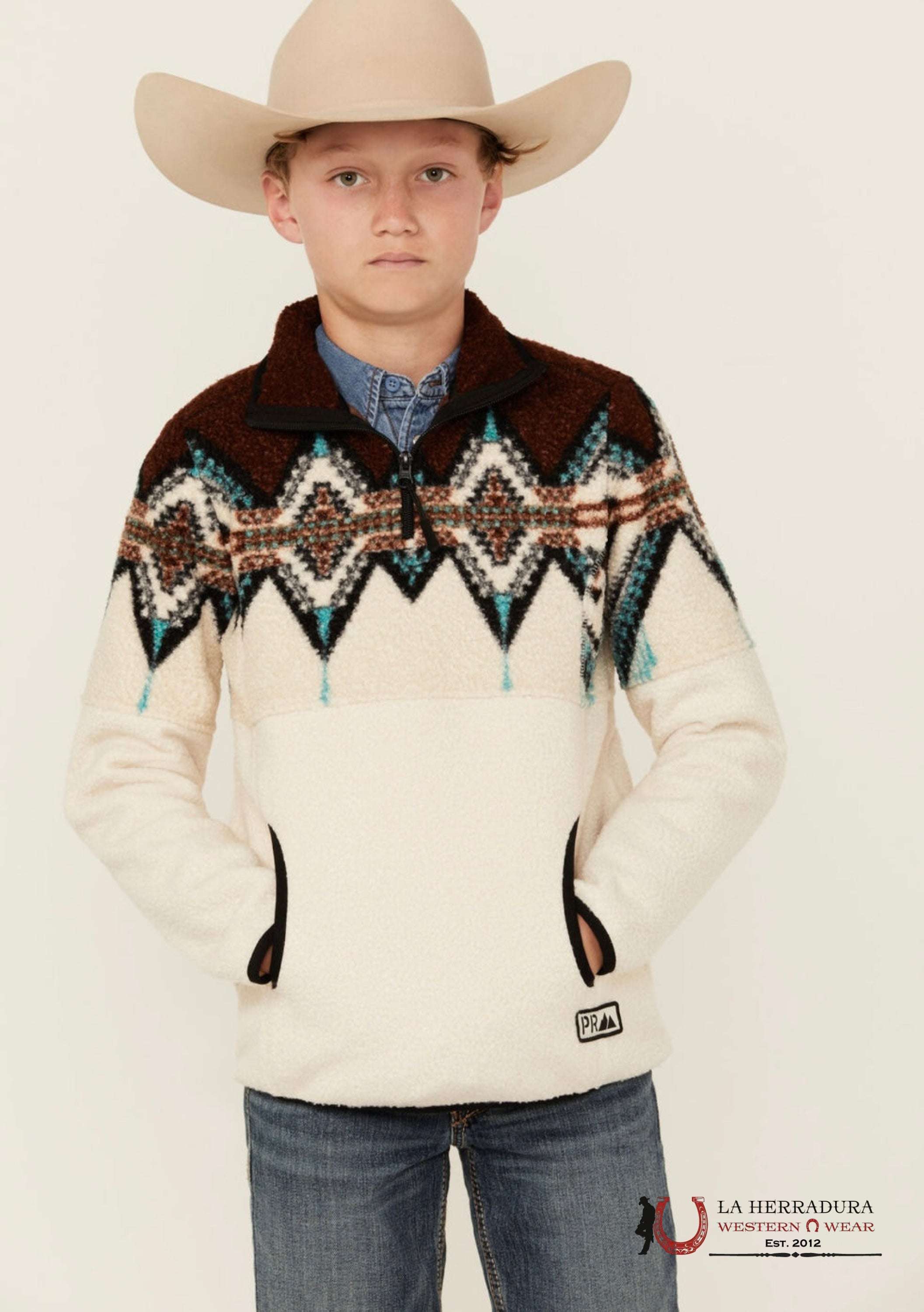 Panhandle Dark Brown Border Rebber Pullover Kids Jacket Niños